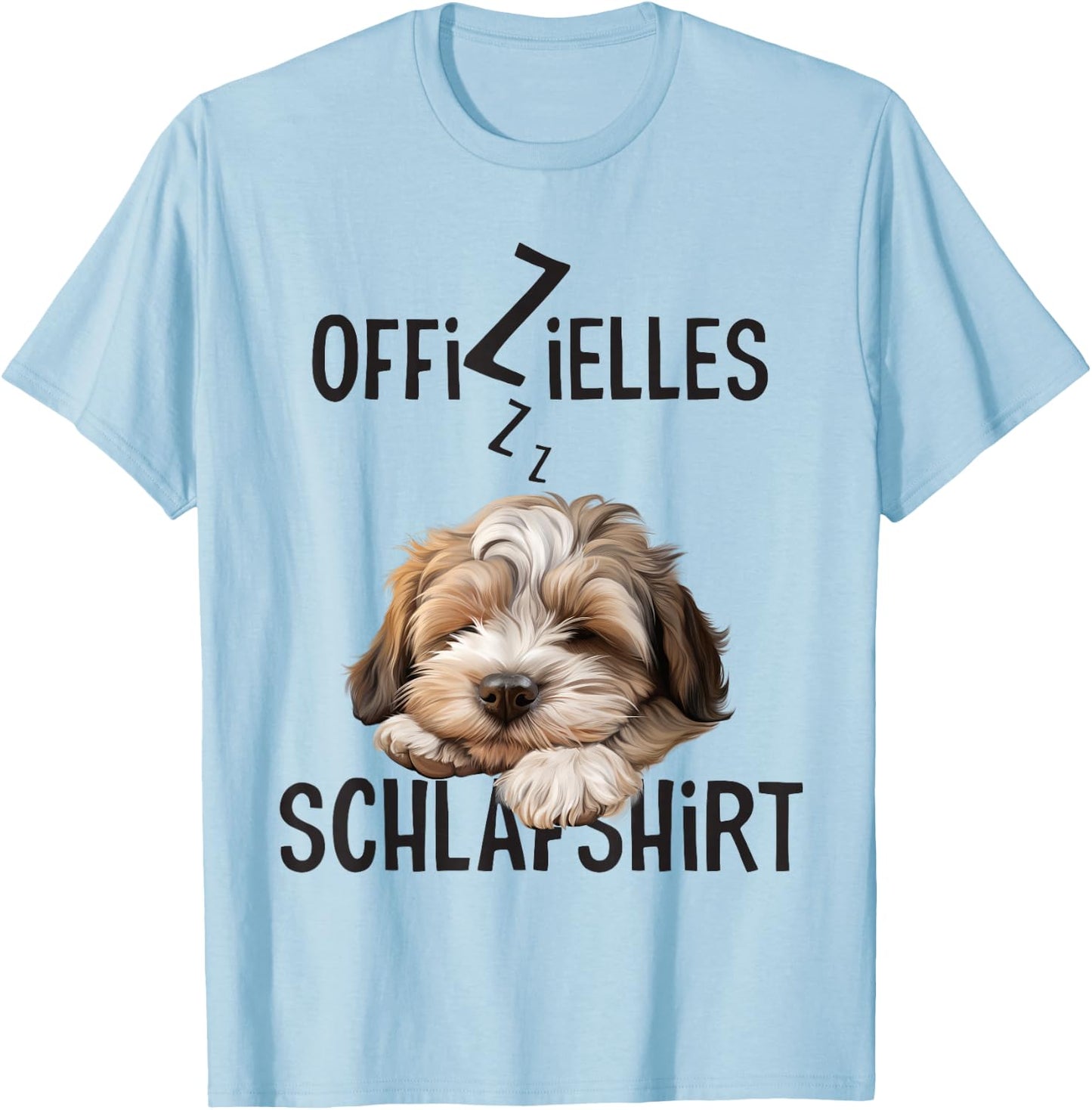 Official Sleep Shirt with Dog Funny Lion Dog Motif , White T-Shirt - T-Shirt | Light Blue