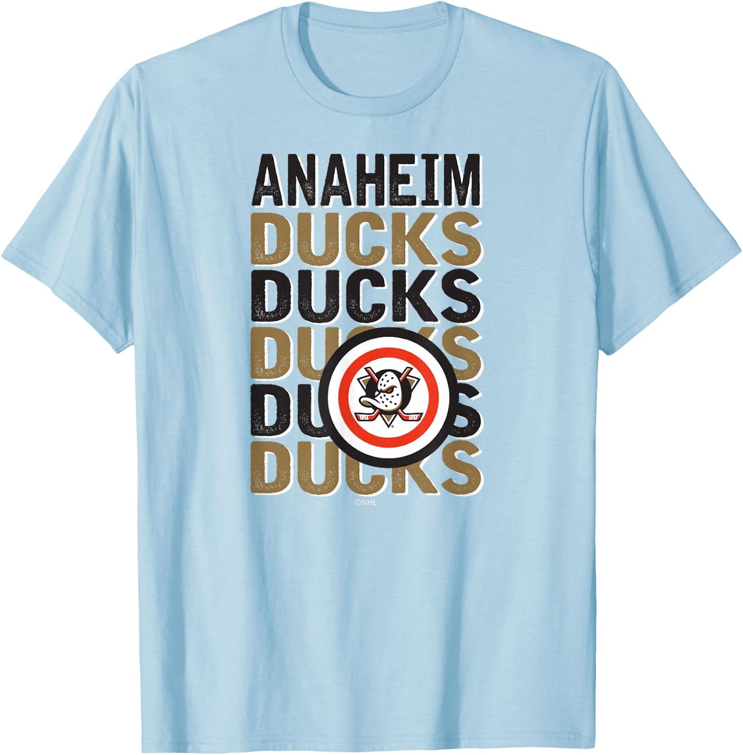 Anaheim Ducks Repeat Orange Officially Licensed T-Shirt - T-Shirt | Light Blue