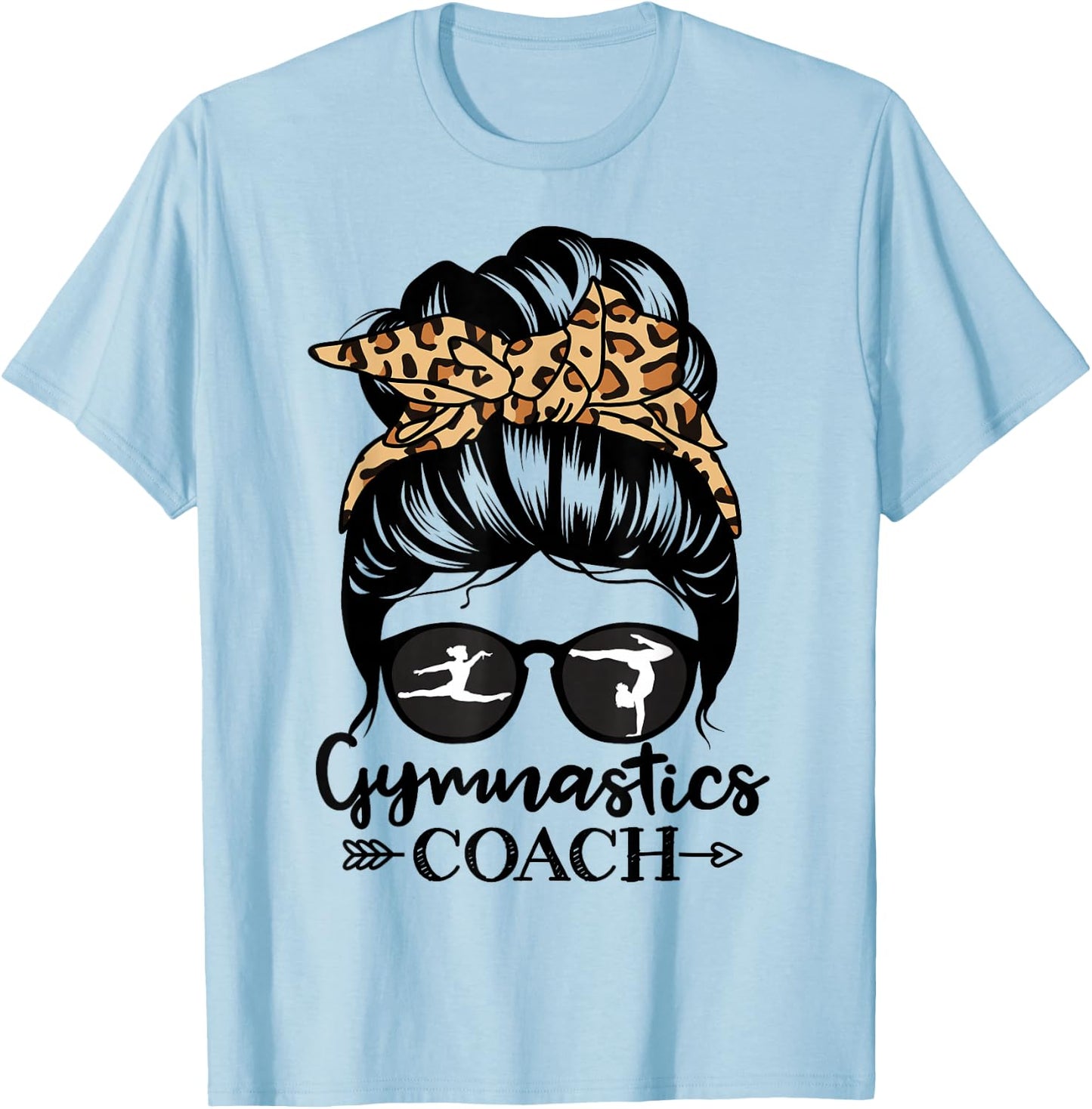 Gymnastics Coach Messy Bun Hair Funny Gymnast Coach T-Shirt - T-Shirt | Light Blue