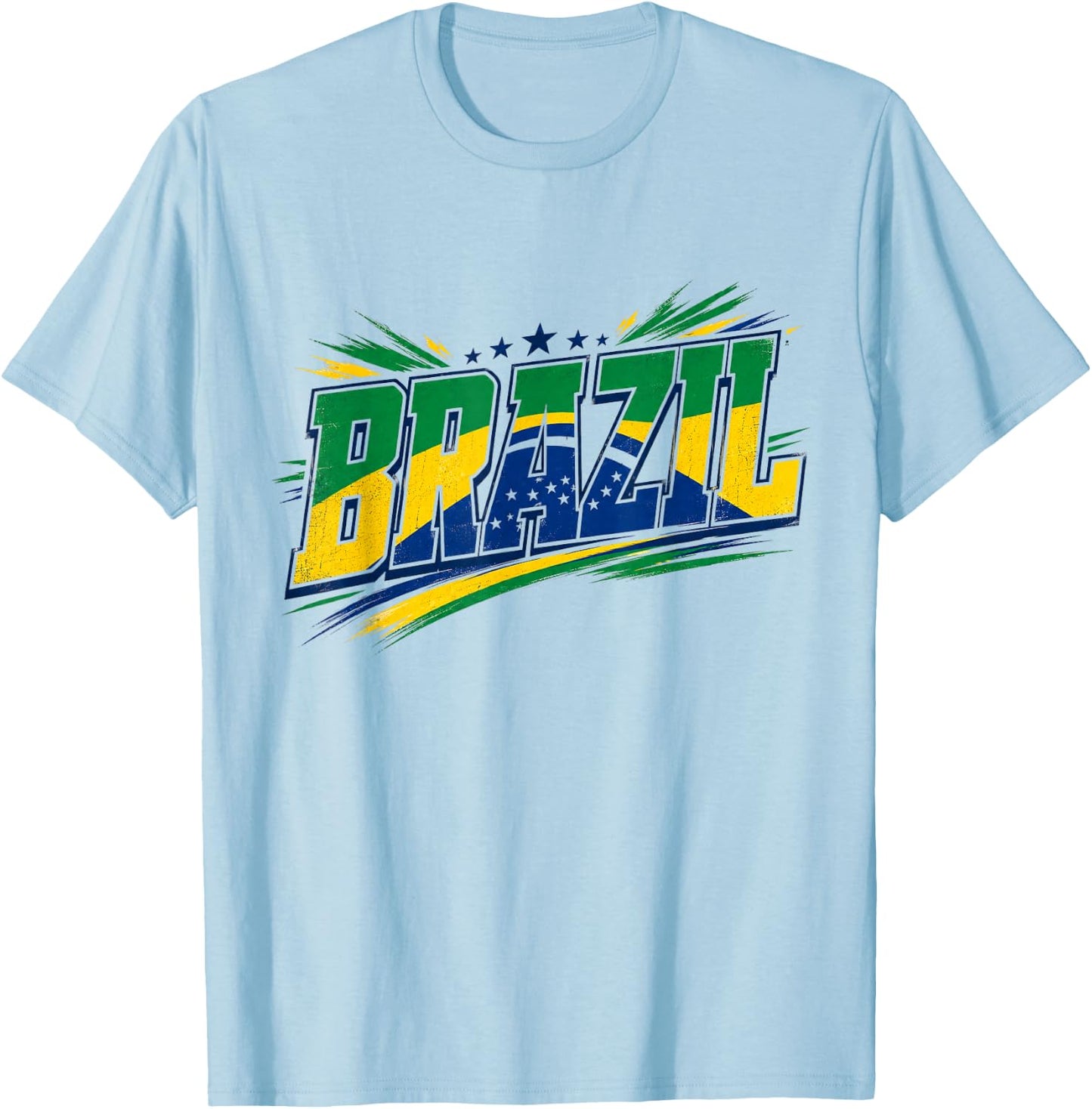 Brazil Flag Graphic Patriotic Brazilian T-Shirt - T-Shirt | Light Blue