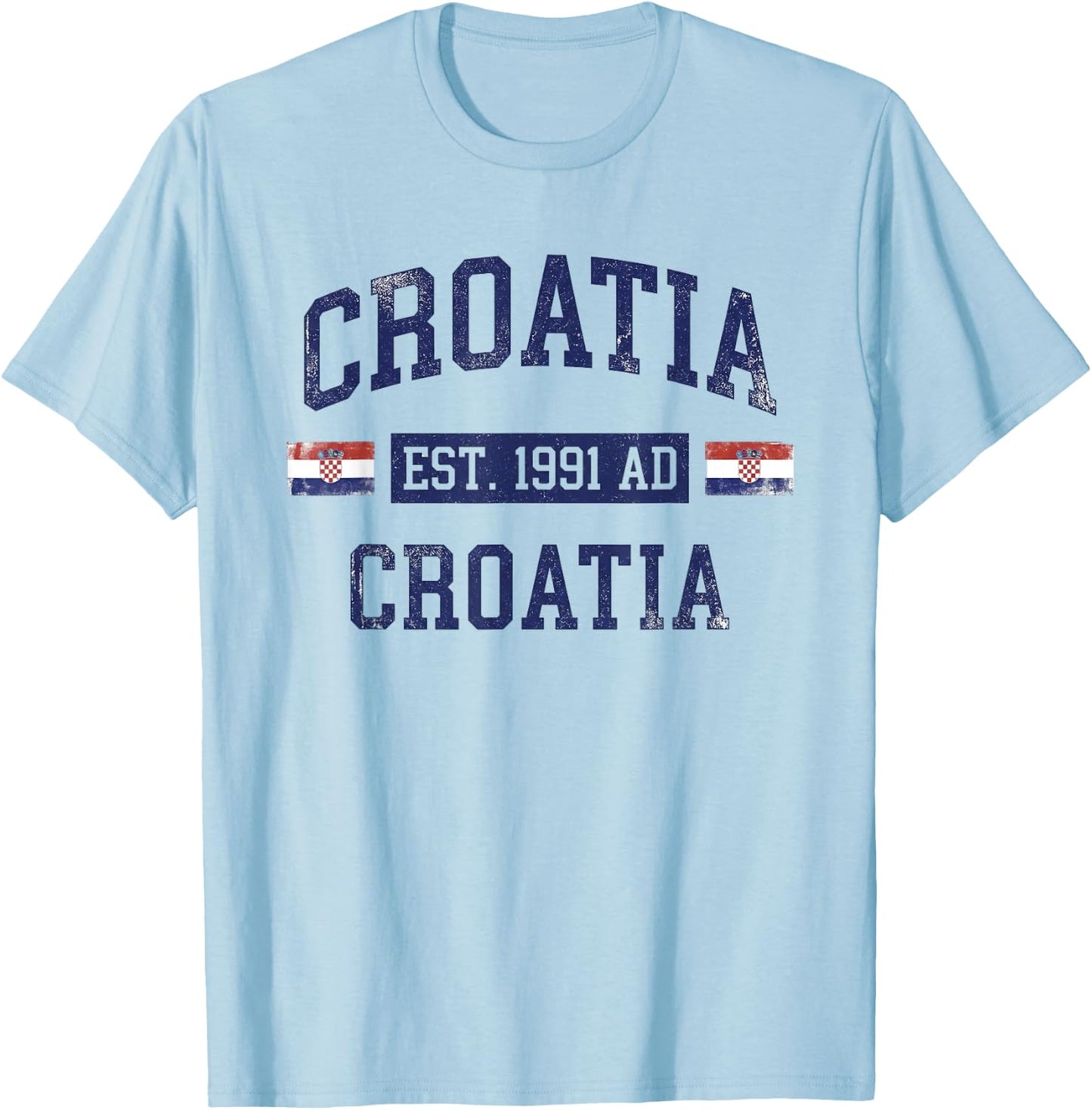 Croatia Hrvatska Flag Zagreb Croatian Jersey Retro T-Shirt - T-Shirt | Light Blue