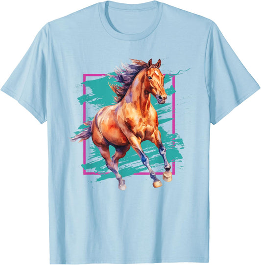 Horse Vintage y2k 90s Aesthetic Retro 2000s T-Shirt - T-Shirt | Light Blue
