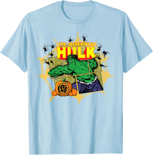 Marvel The Incredible Hulk Comic Panels Halloween T-Shirt - T-Shirt | Light Blue