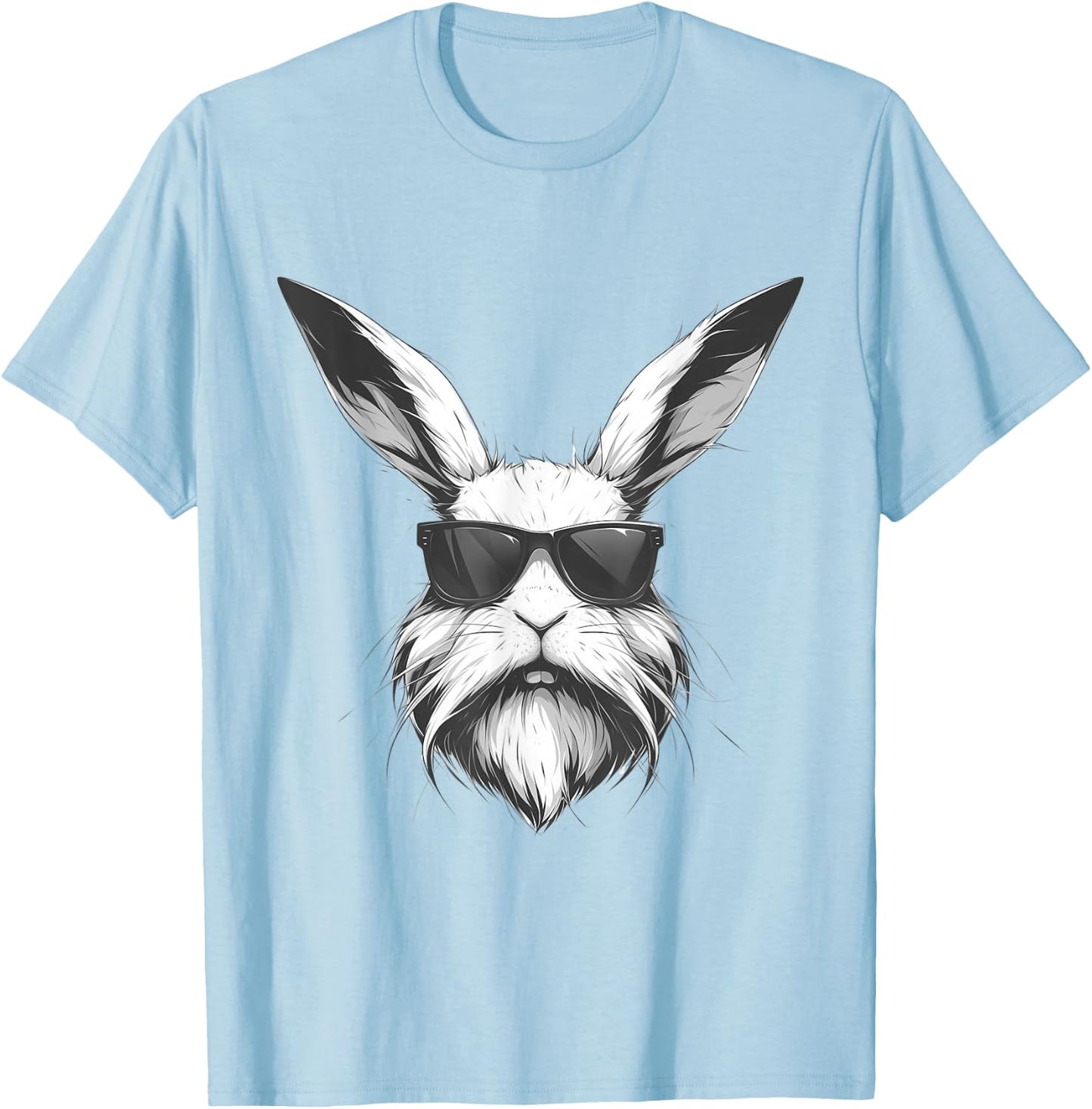 Beard Bunny Face With Sunglasses Easter Day 2024 Men Boy Kid T-Shirt - T-Shirt | Light Blue