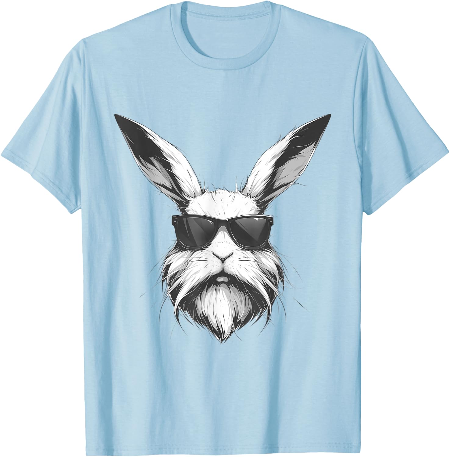 Beard Bunny Face With Sunglasses Easter Day 2024 Men Boy Kid T-Shirt - T-Shirt | Light Blue