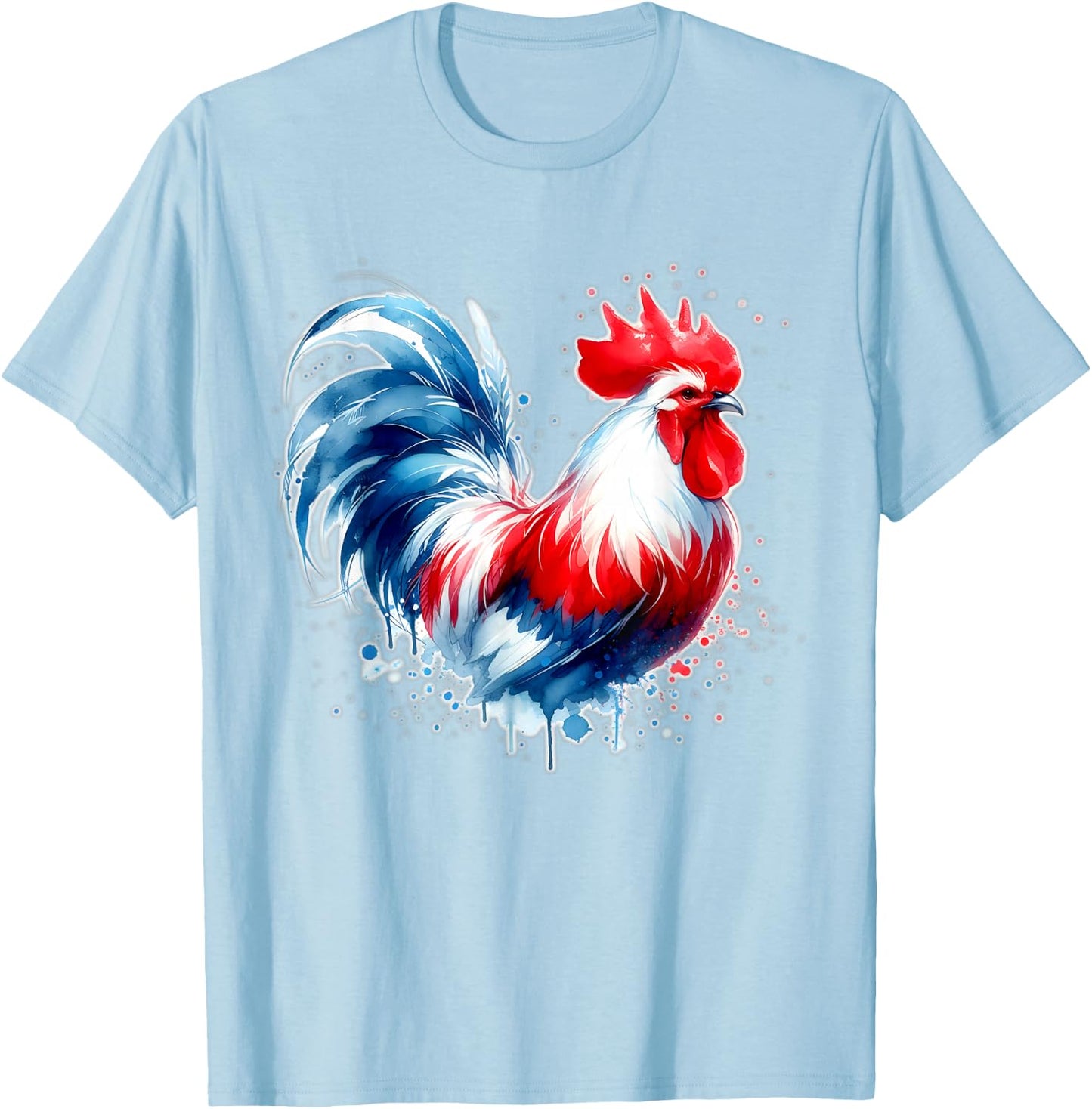 Coq français bleu blanc rouge Fête Nationale France , white, S T-Shirt - T-Shirt | Light Blue