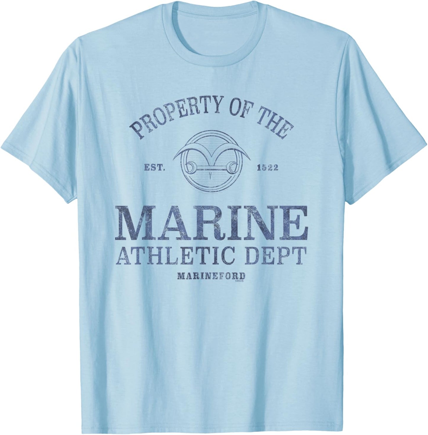 One Piece Marine Athletic Dept , White T-Shirt - T-Shirt | Light Blue
