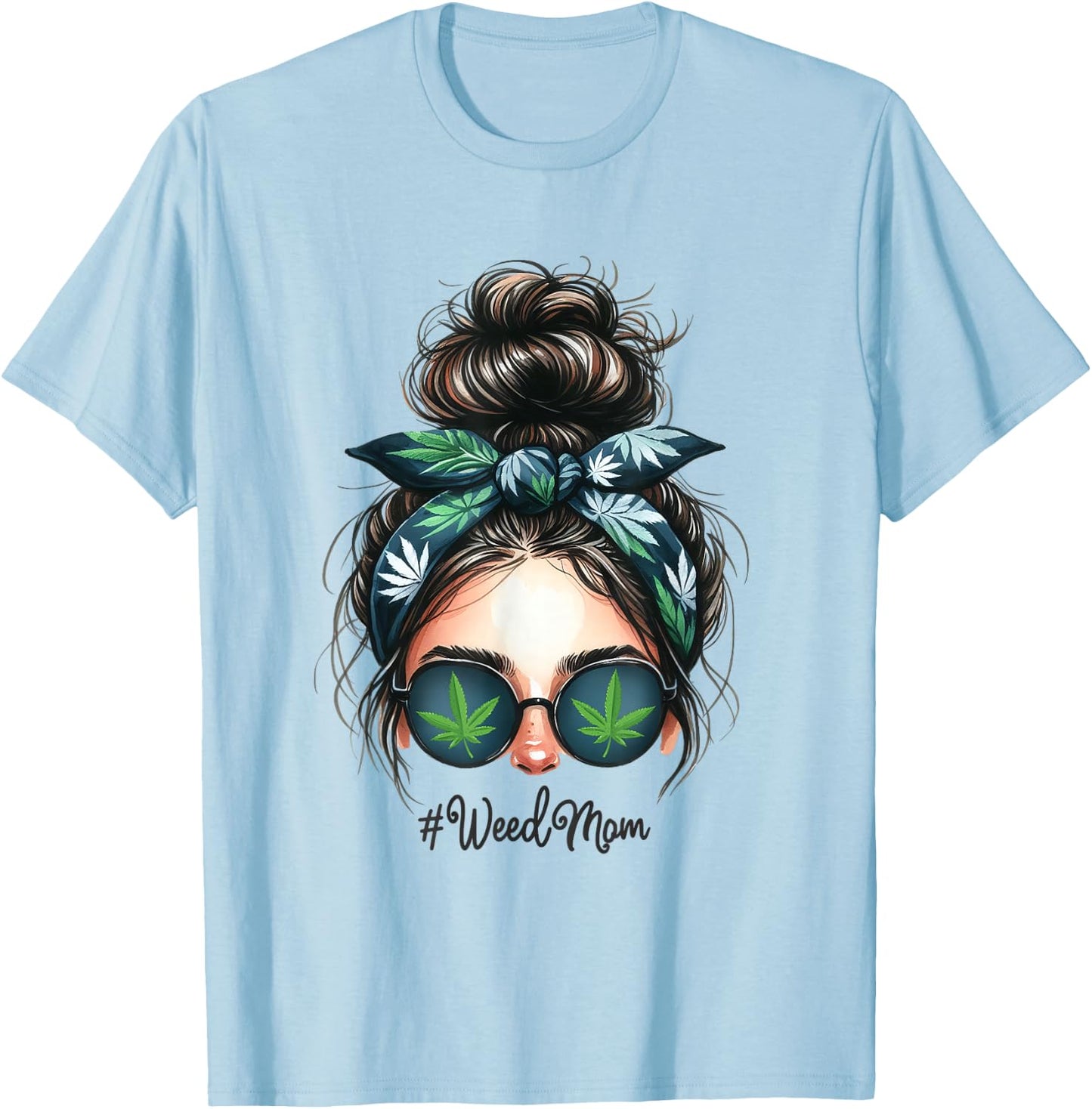 Classy Mom Life Leopard Weed Mom Marijuana Ganja Love 420 T-Shirt - T-Shirt | Light Blue