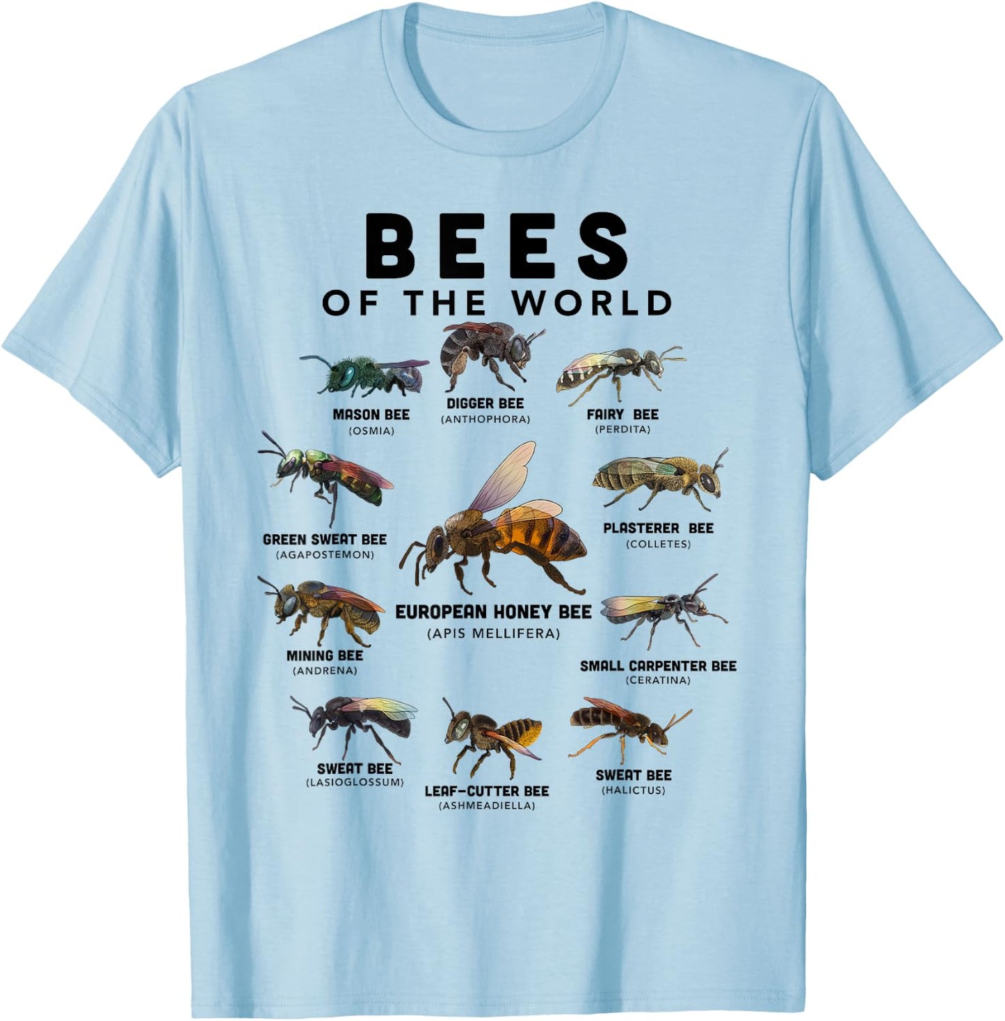 Bee Shirt Bees Of The World Beekeeper Funny Beekeeping T-Shirt - T-Shirt | Light Blue