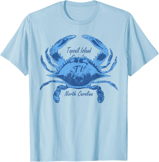 Topsail Island North Carolina Topsail Beach Lover Crab T-Shirt - T-Shirt | Light Blue