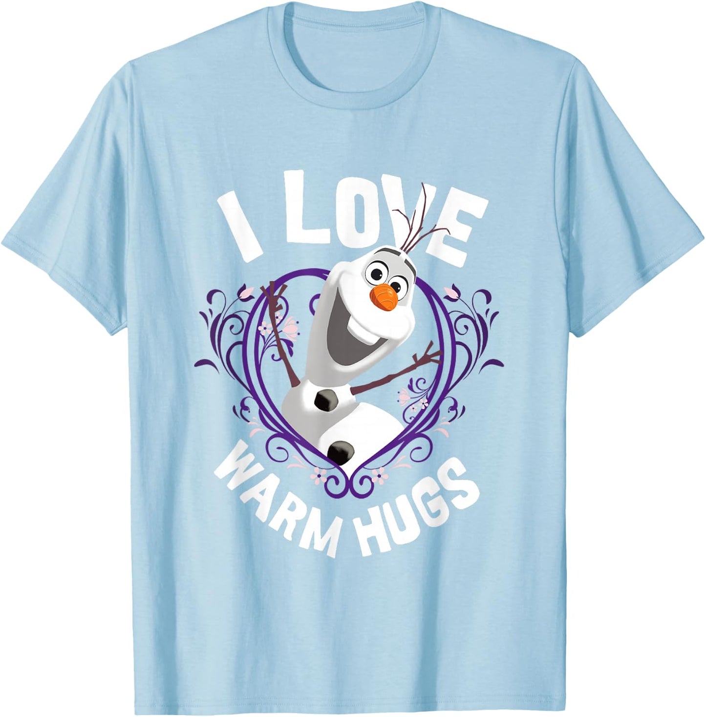 Disney Frozen I Love Warm Hugs Olaf Portrait T-Shirt - T-Shirt | Light Blue