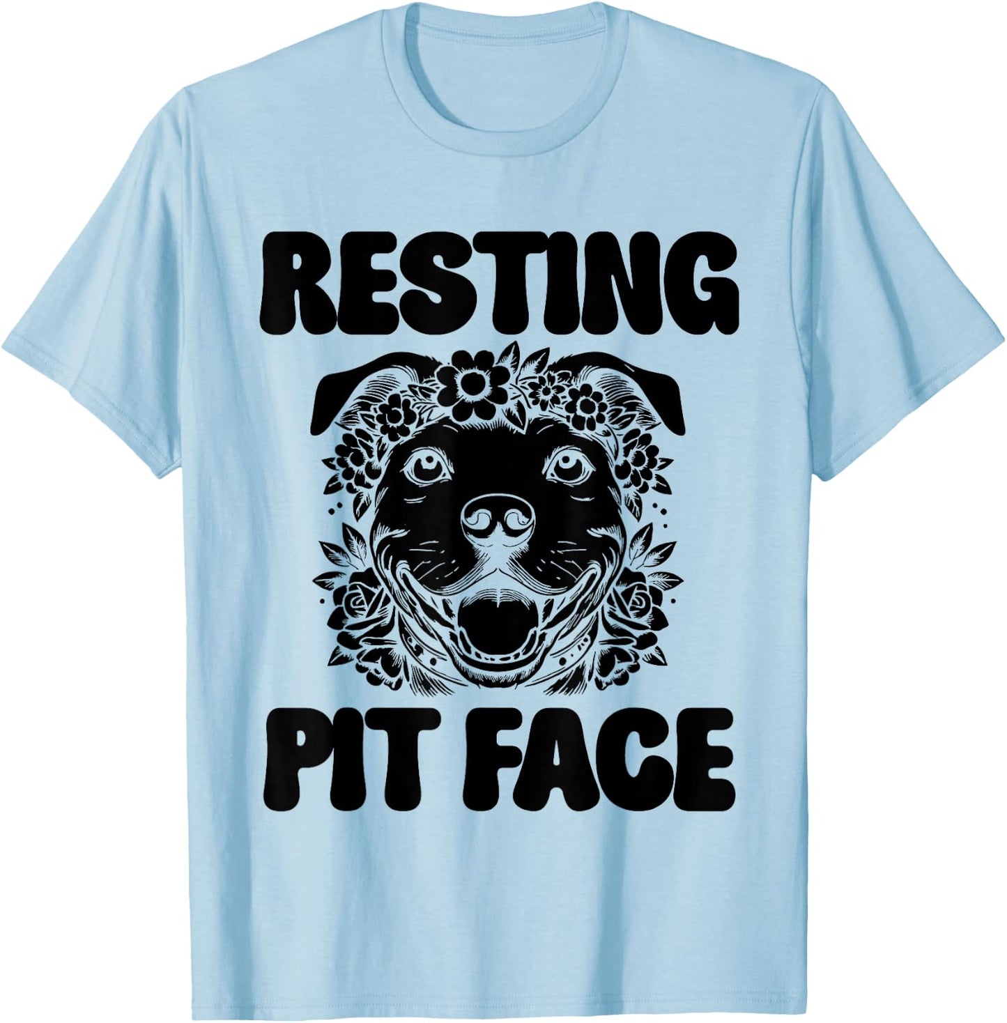 Resting Pit Face Pitbull Dog Design T-Shirt - T-Shirt | Light Blue