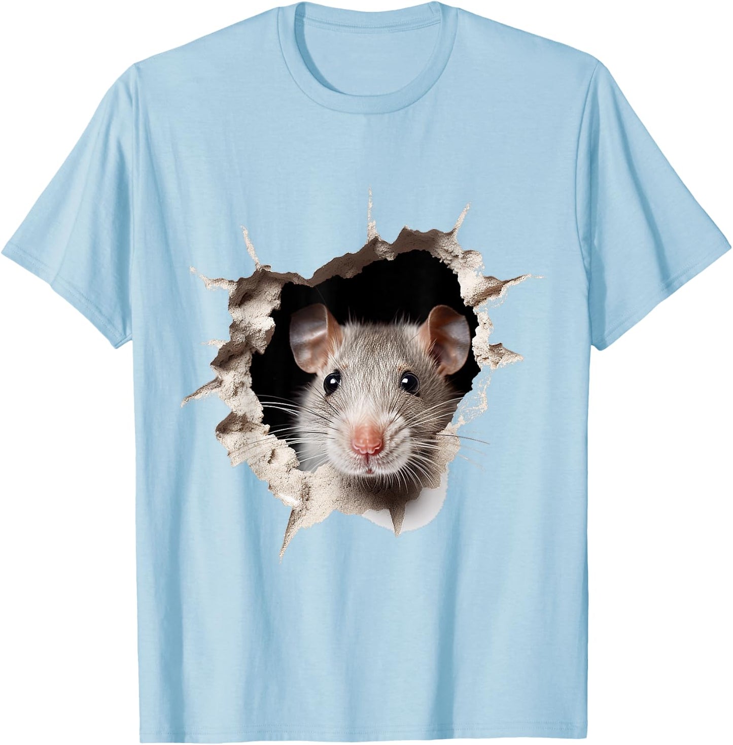 Mouse Animal Print Graphic Drawing Illustration Face Mouse , white, S T-Shirt - T-Shirt | Light Blue
