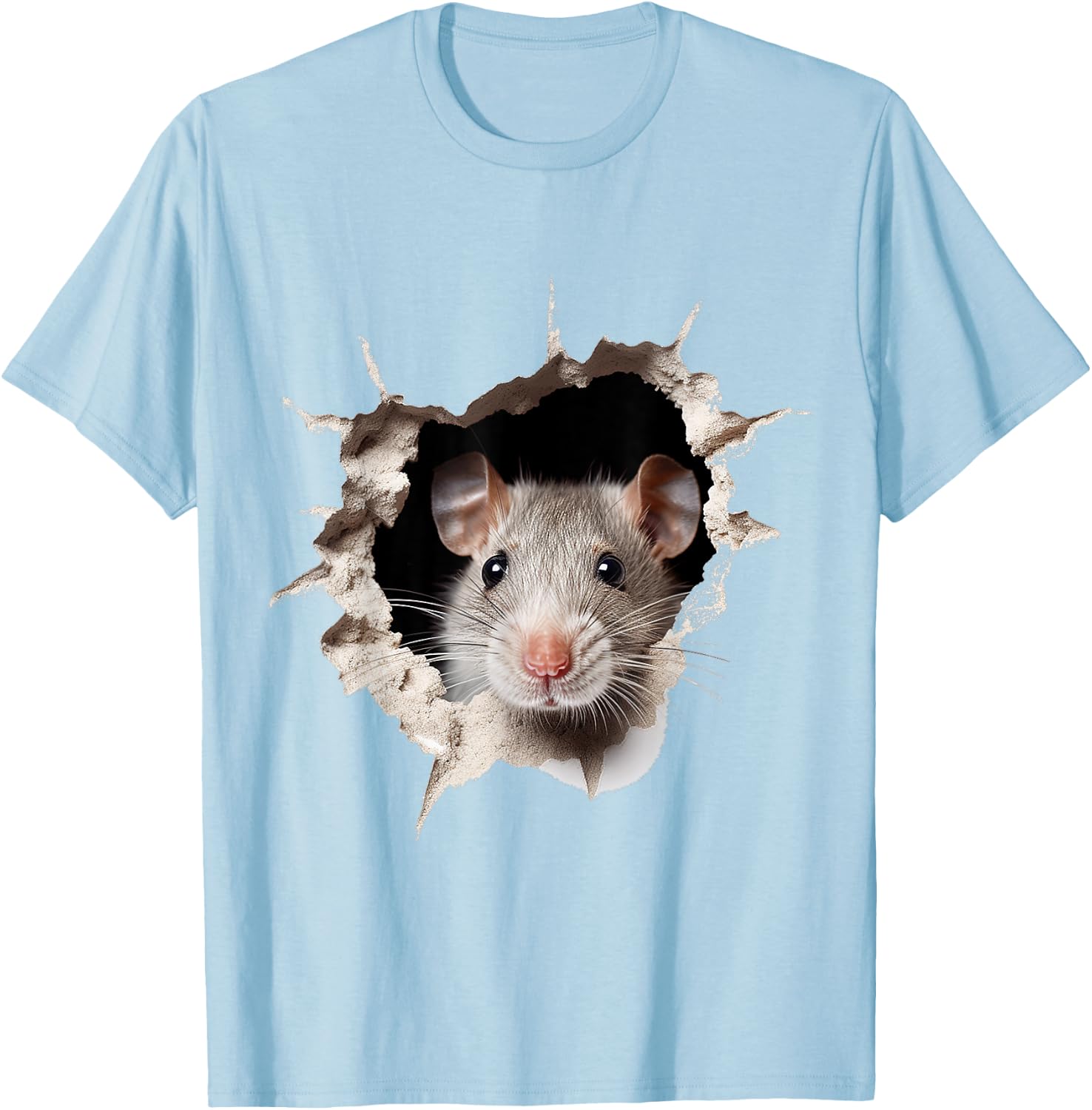 Mouse Animal Print Graphic Drawing Illustration Face Mouse , white, S T-Shirt - T-Shirt | Light Blue