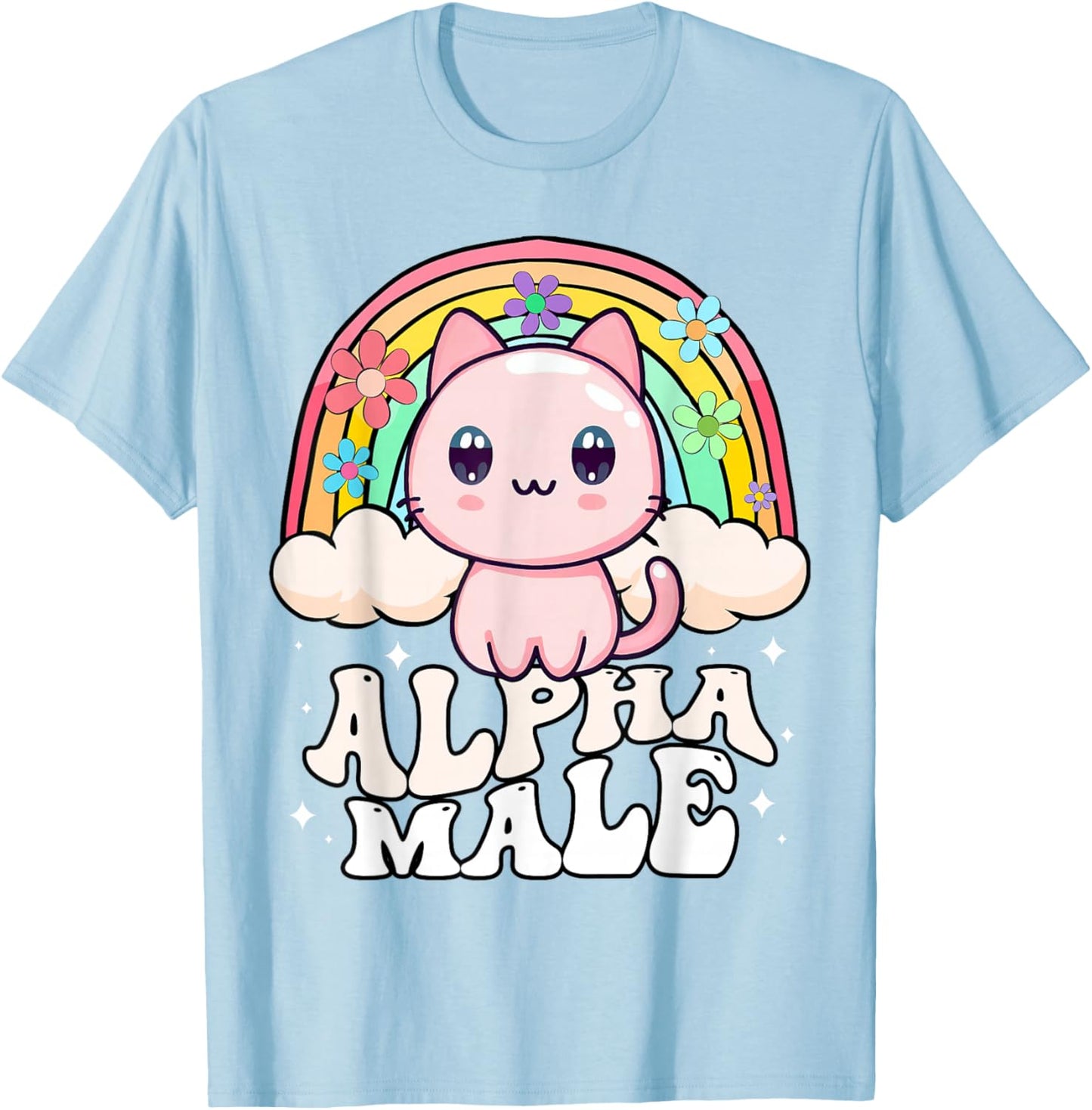 Alpha Männliche Katze Kätzchen Regenbogen T-Shirt - T-Shirt | Light Blue