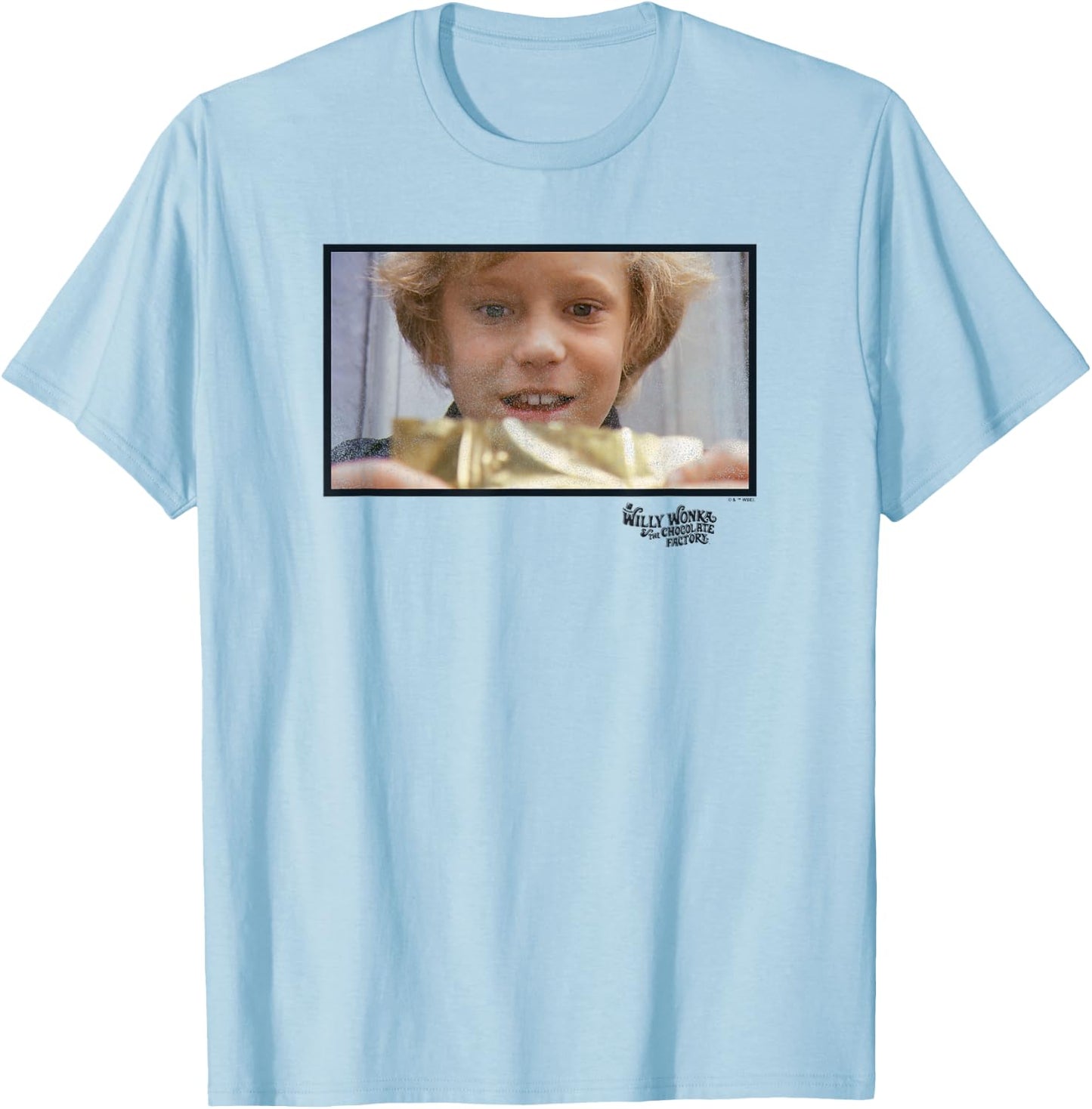 Willy Wonka And The Chocolate Factory Charlie Golden Ticket T-Shirt - T-Shirt | Light Blue