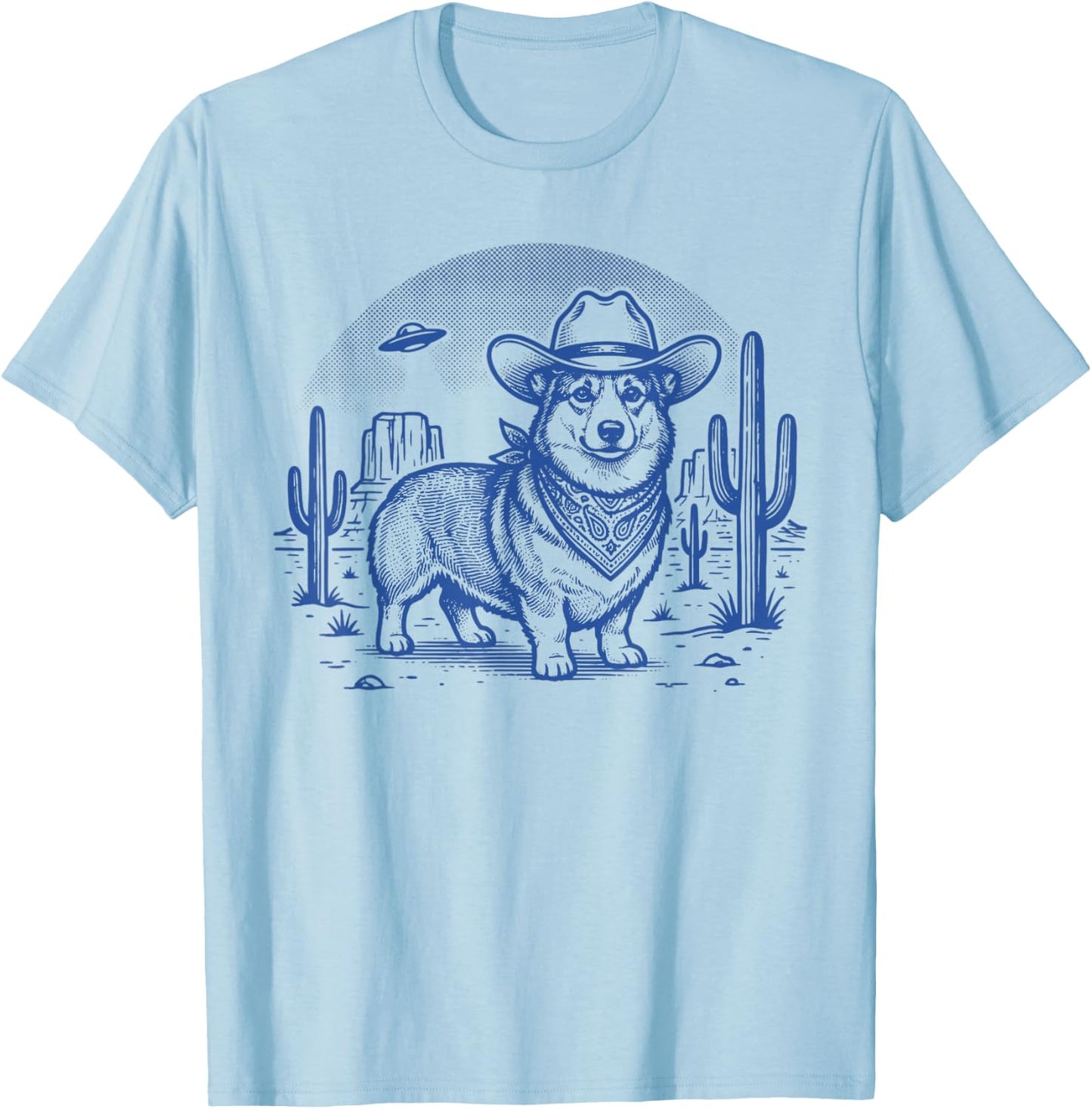 Cool Corgi Chien Cowboy Drôle T-Shirt - T-Shirt | Light Blue