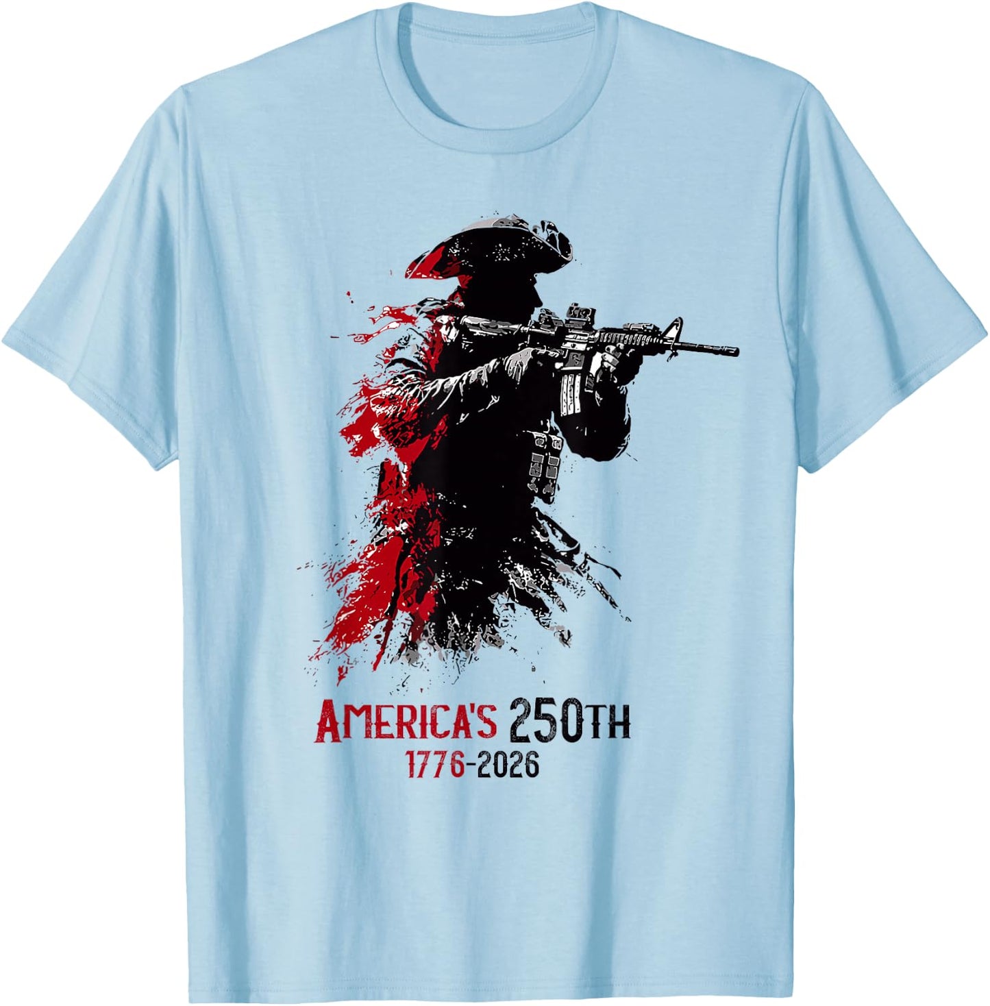 1776-2026 Patriotic Soldier 250th Anniversary 4th of July T-Shirt - T-Shirt | Light Blue