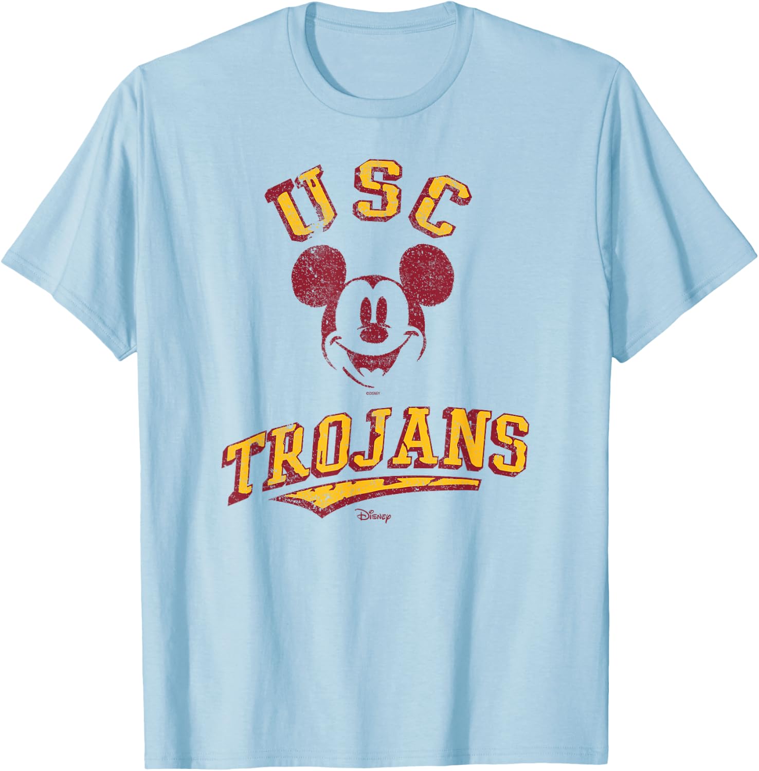 USC Trojans Mickey Mouse Retro White Officially Licensed T-Shirt - T-Shirt | Light Blue