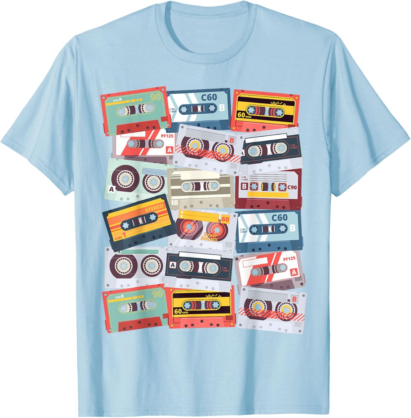 Retro Style Oldschool Tape Cassette Mixtape Design , White T-Shirt - T-Shirt | Light Blue