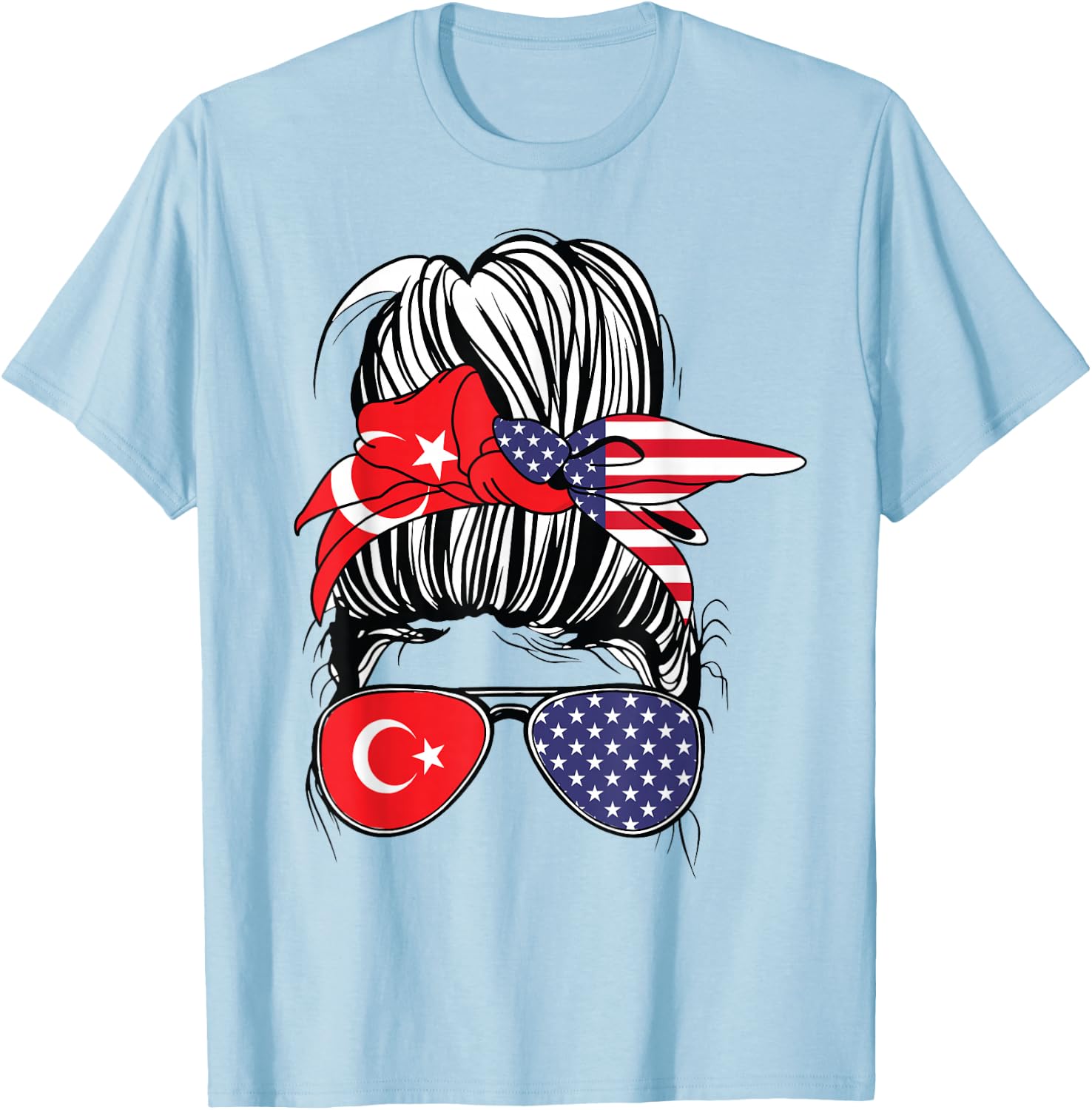 Turkey Women Turkiye Flag American Heritage USA Turkey T-Shirt - T-Shirt | Light Blue