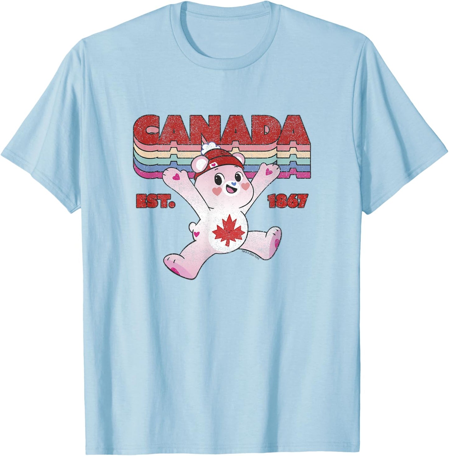 Care Bears Vintage True North Est. 1867 Retro Maple Leaf T-Shirt - T-Shirt | Light Blue