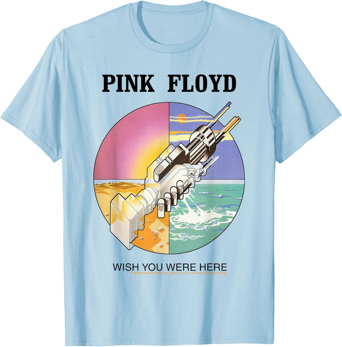 Pink Floyd Klassisches Album Wish You were Here T-Shirt - T-Shirt | Light Blue