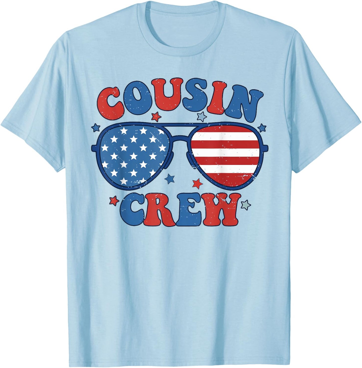 Cousin Crew 4th of July Patriotic American Family Matching T-Shirt - T-Shirt | Light Blue
