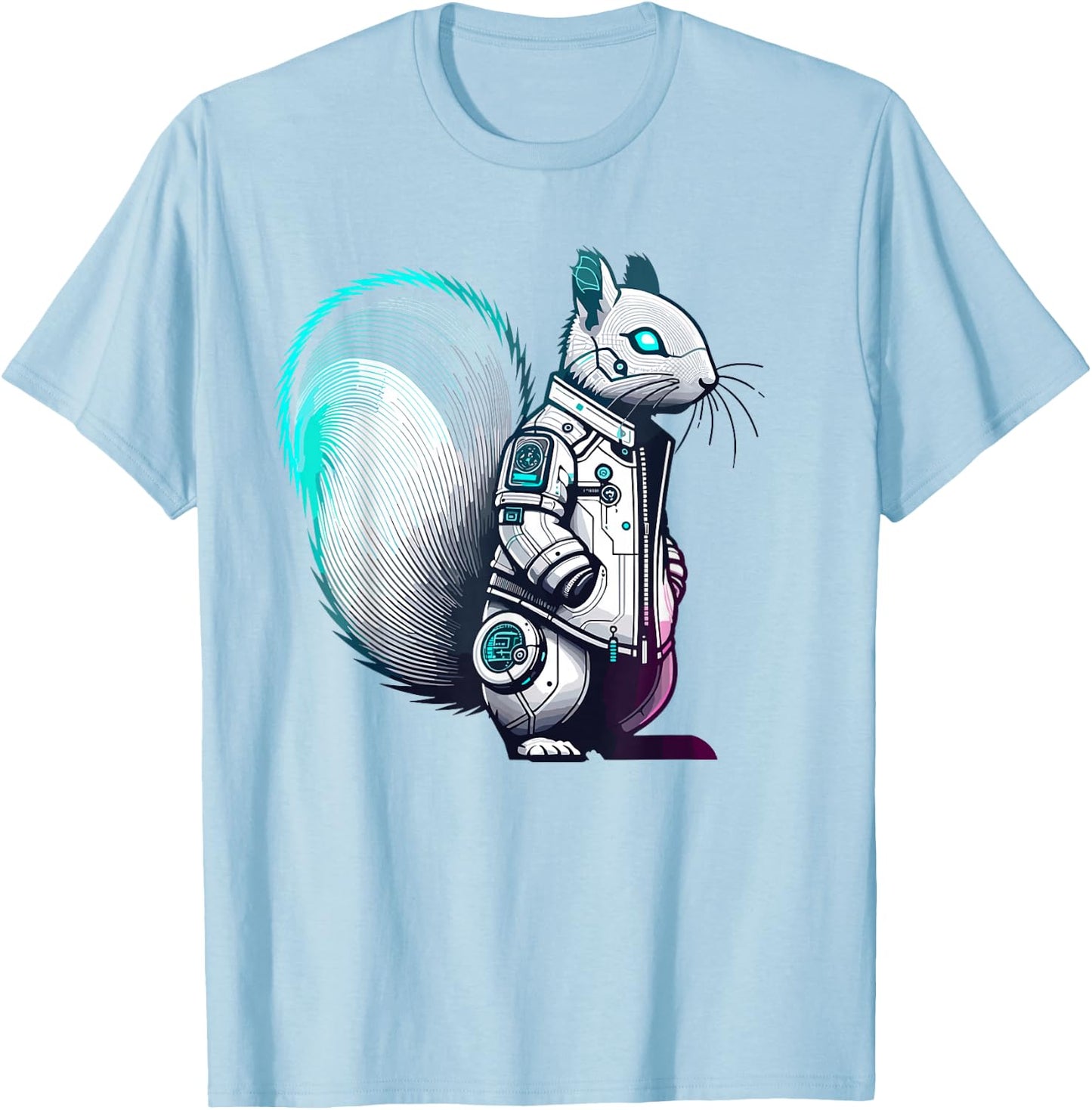 Synthwave Cyberpunk Squirrel Lover Stuff Futuristic Squirrel T-Shirt - T-Shirt | Light Blue