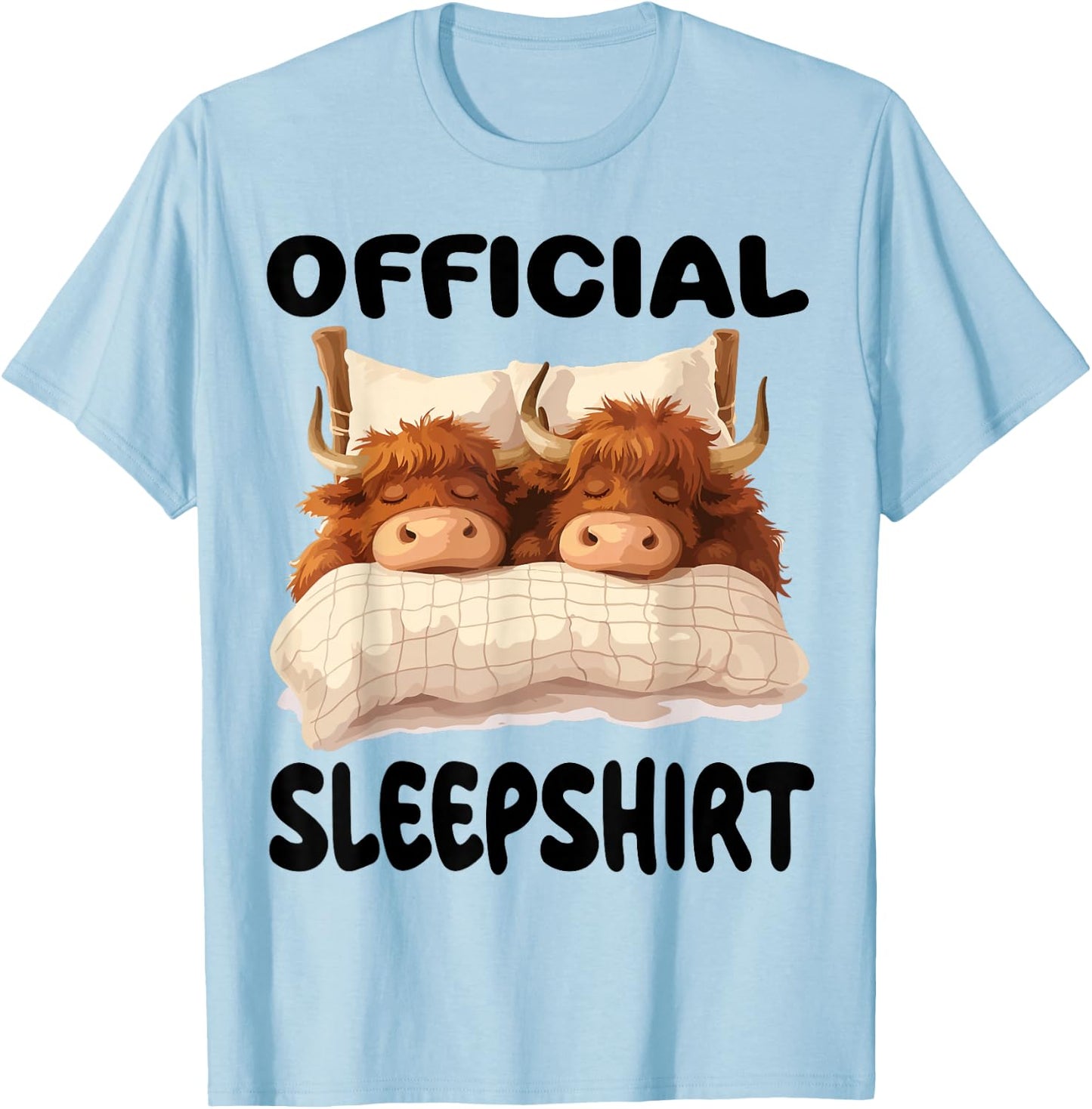 Scottish Highland Cow Official Sleepshirt Pajamas Nightgown T-Shirt - T-Shirt | Light Blue