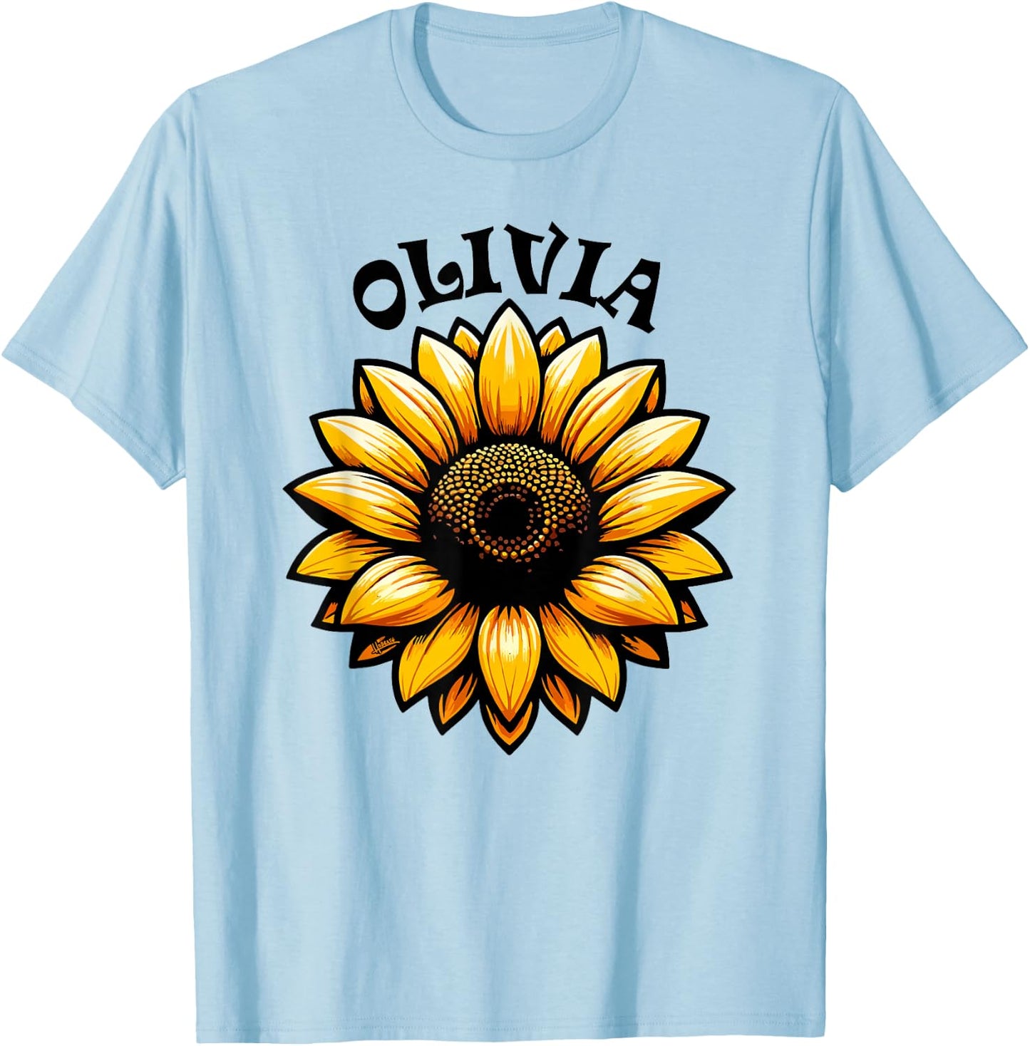 Olivia Beautiful Sunflower Design for Girls Name Olivia T-Shirt - T-Shirt | Light Blue