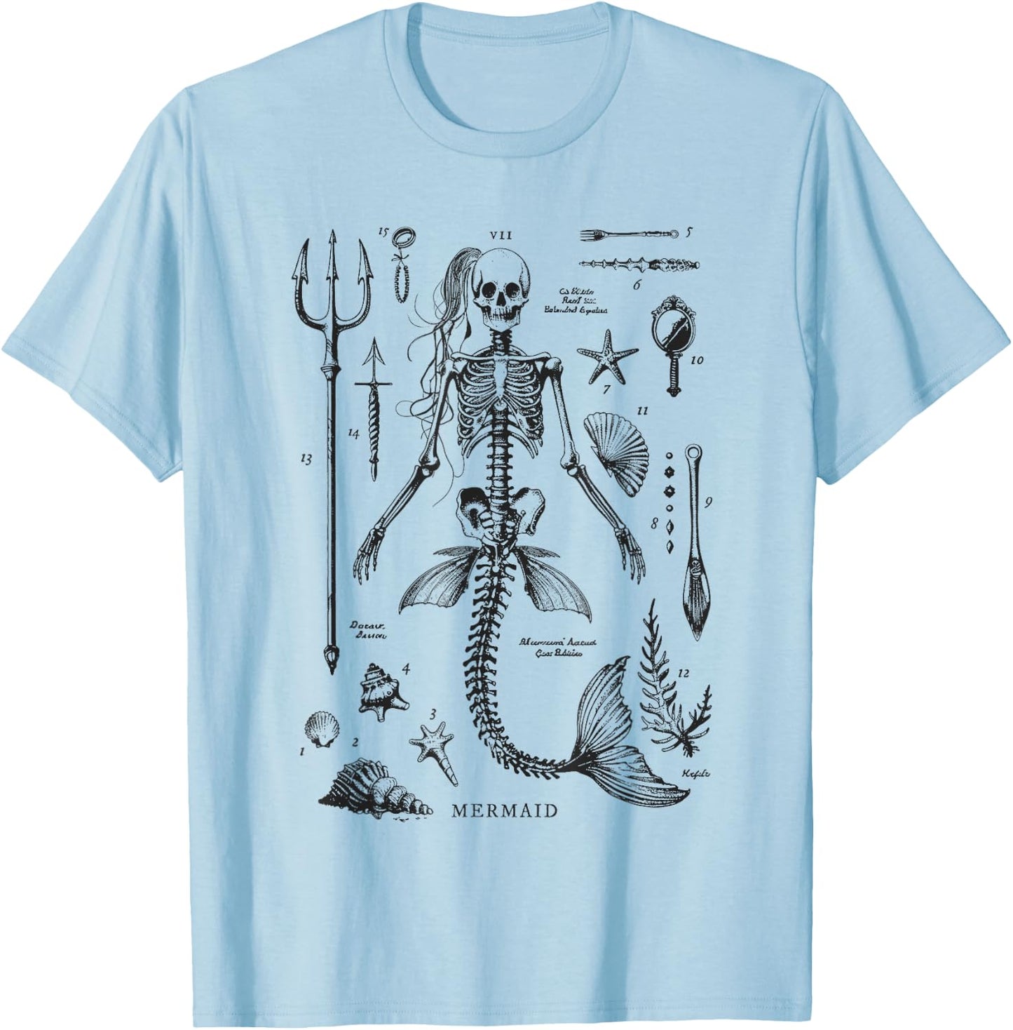 Mermaid Skeleton T-Shirt - T-Shirt | Light Blue