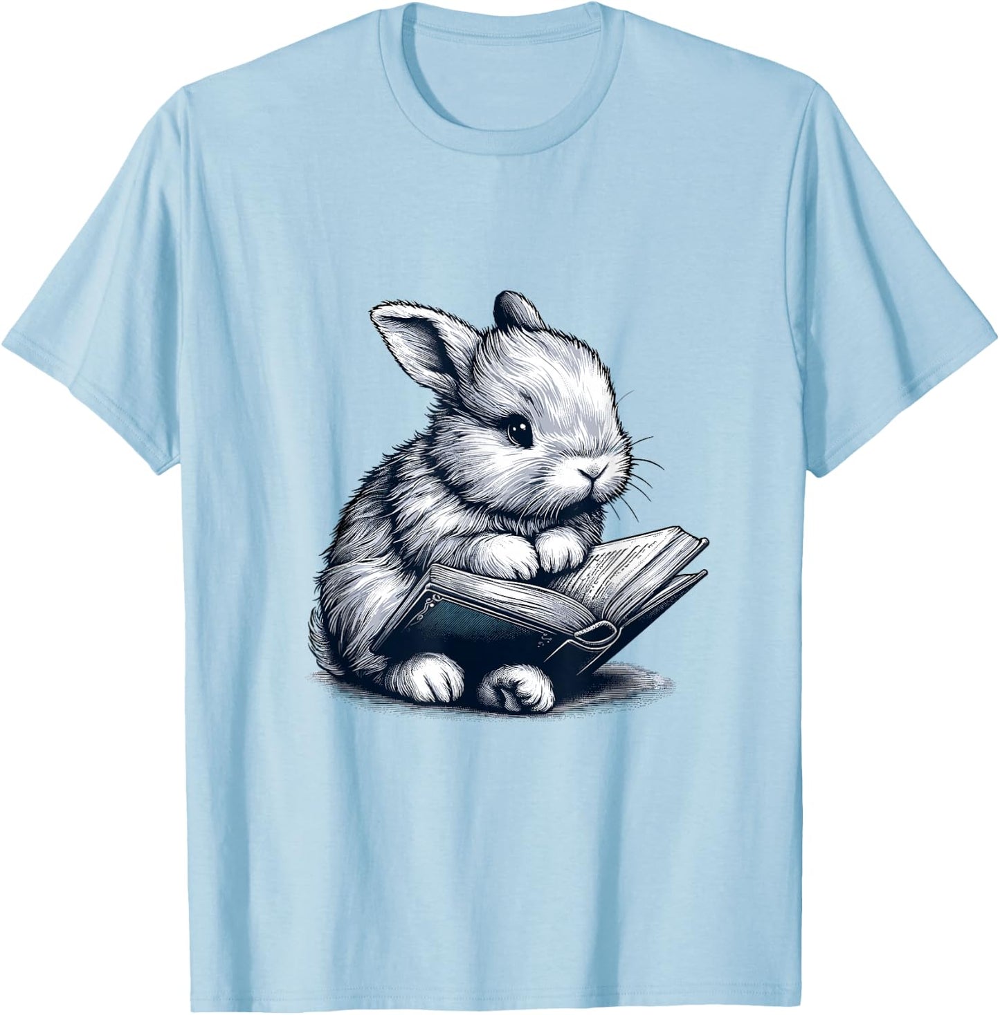 Adorable Reading Bunny drawing for Book Lovers Philossophers T-Shirt - T-Shirt | Light Blue