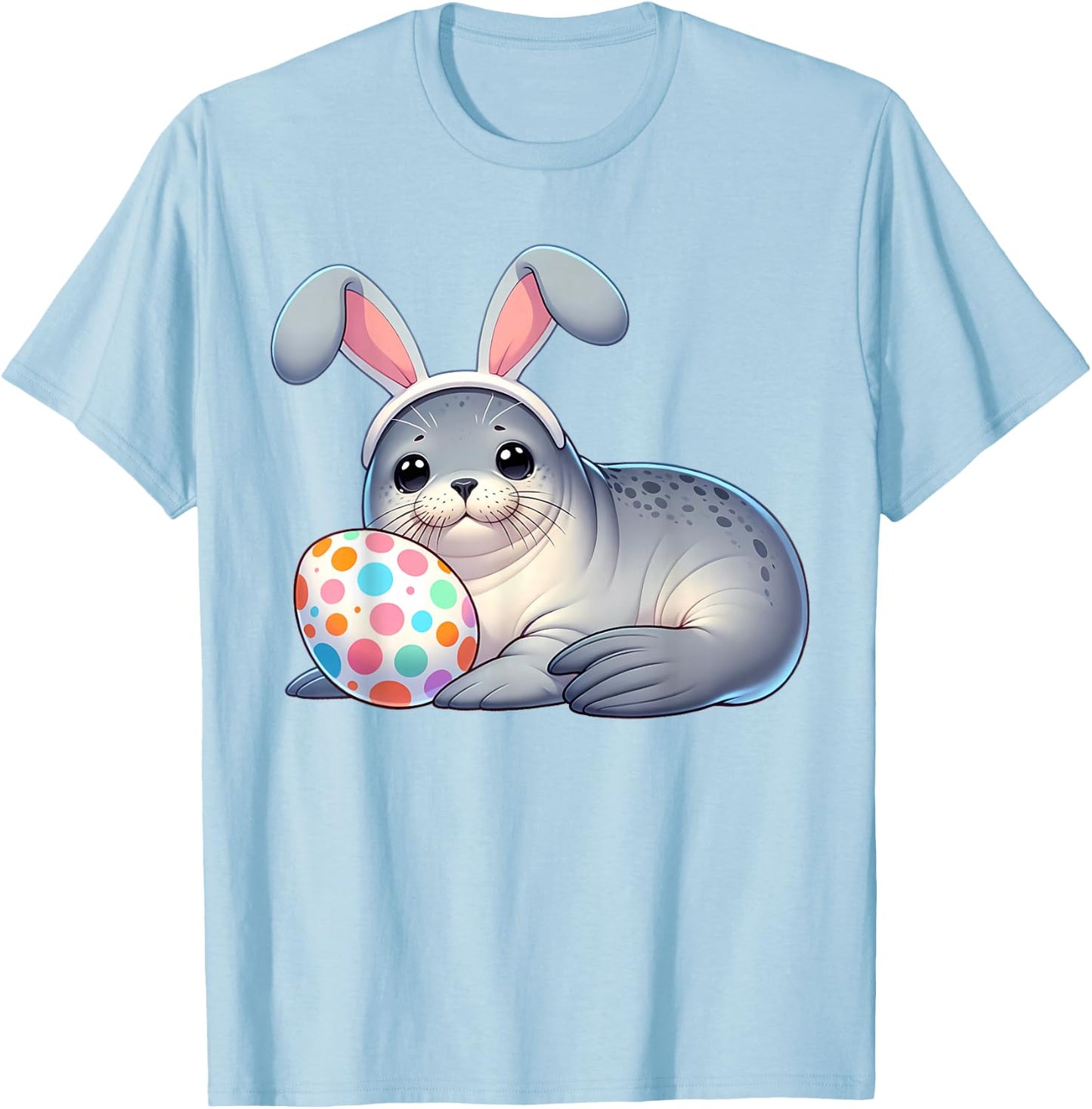 Funny Easter Seal Lovers Egg Eggs Bunny Rabbit Bunnies T-Shirt - T-Shirt | Light Blue