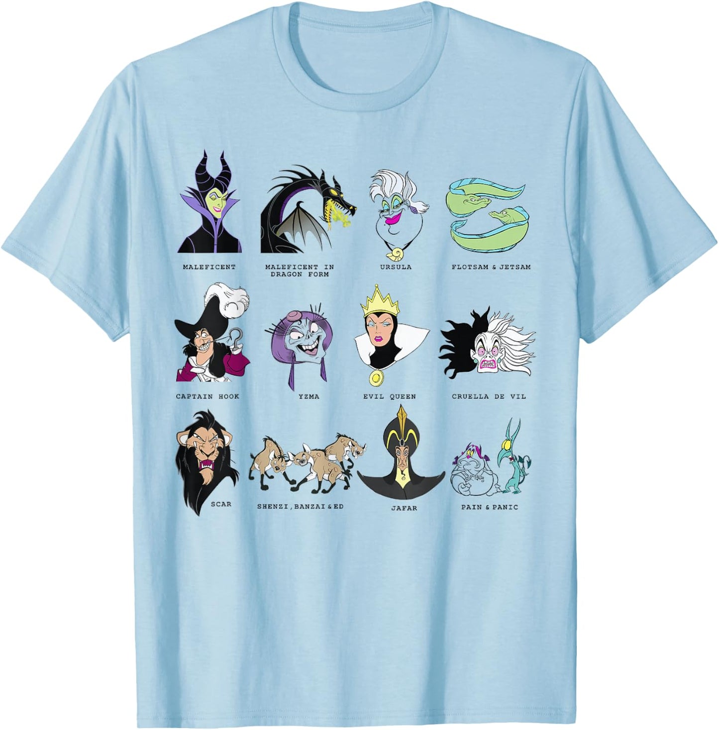 Disney Villains Portrait Grid T-Shirt - T-Shirt | Light Blue