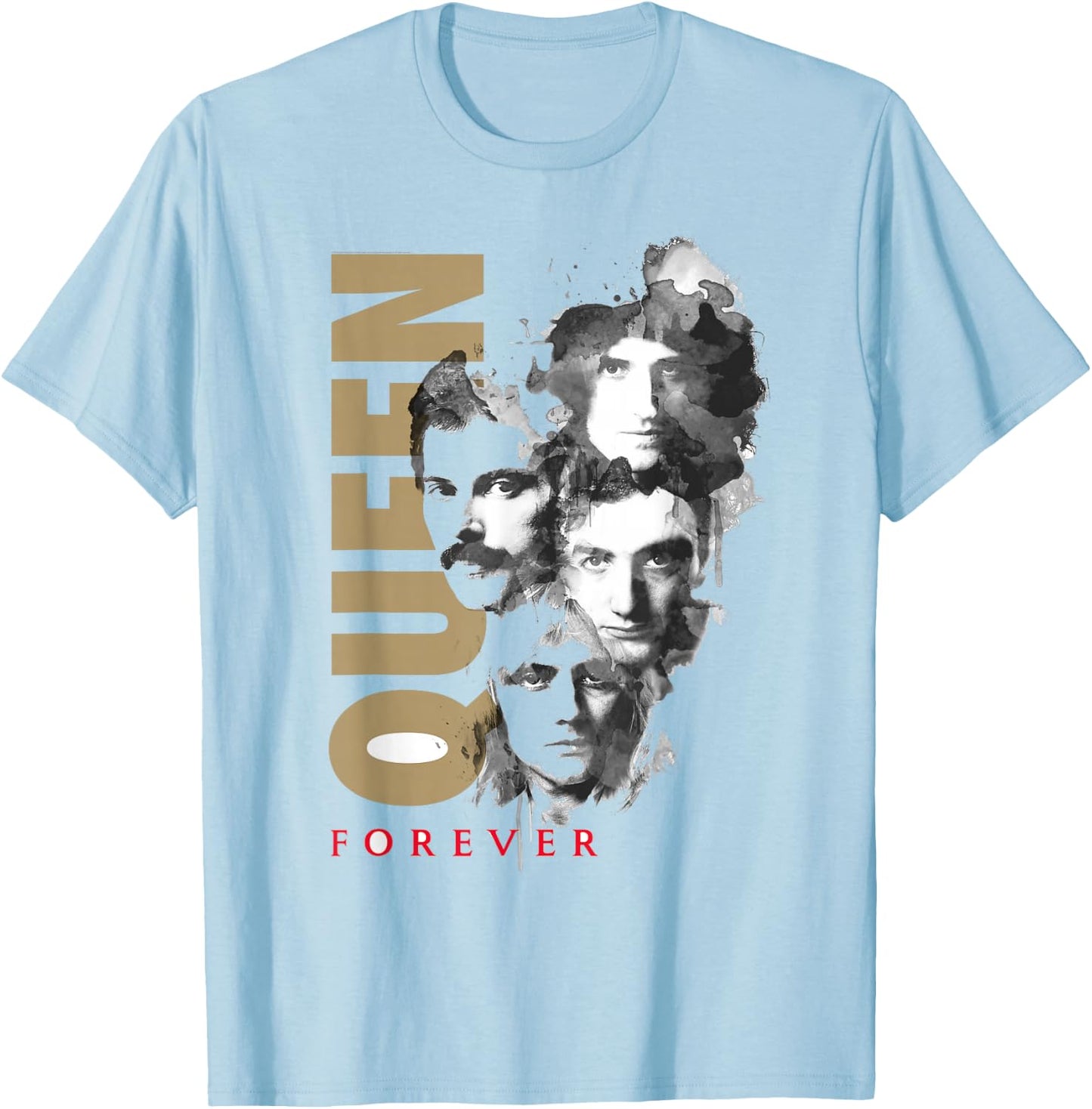Queen Official Faces Ink Forever , White T-Shirt - T-Shirt | Light Blue