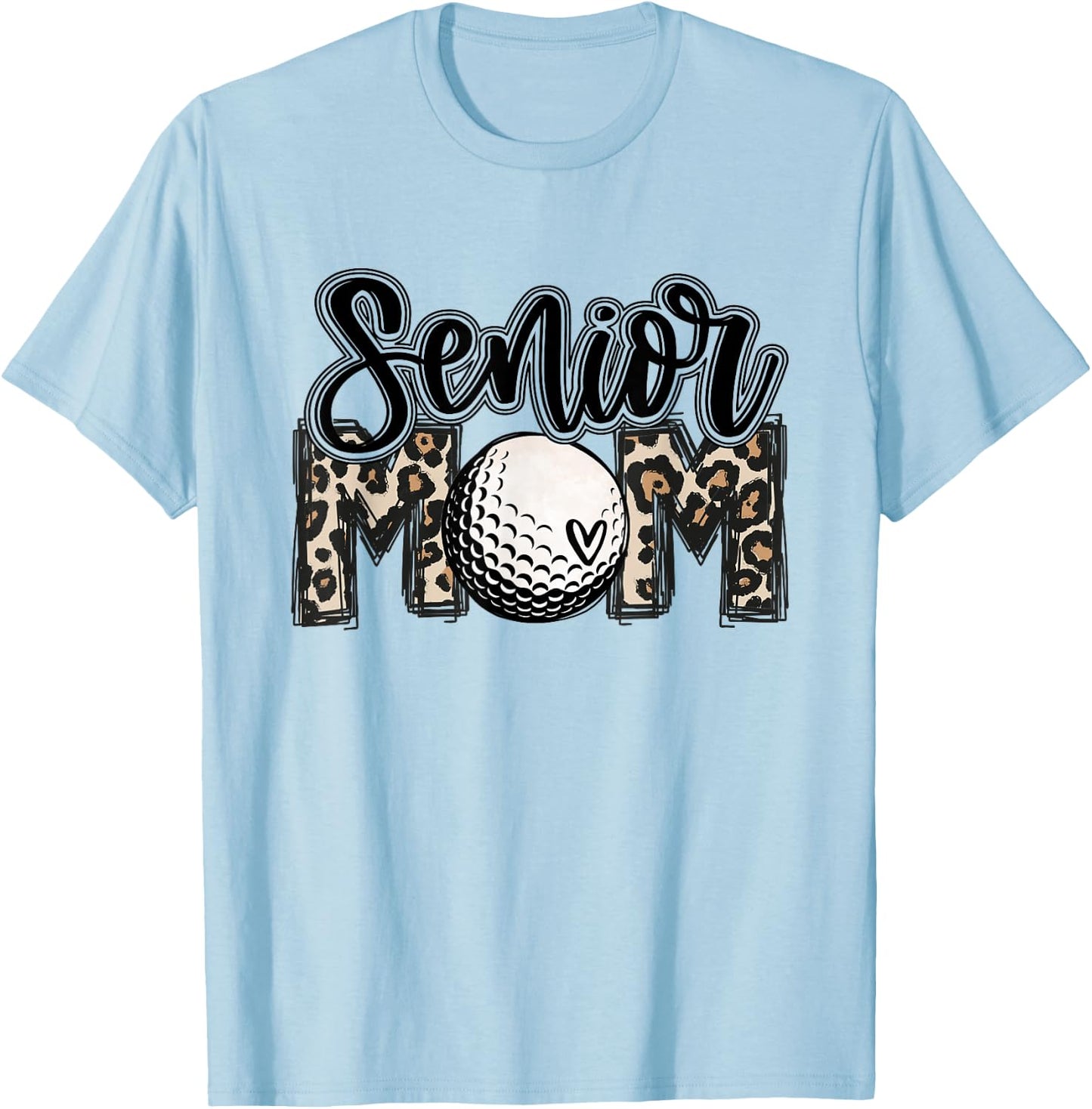 Senior Golf Mom 2026 Leopard Mama Golfing Lover Golf Player T-Shirt - T-Shirt | Light Blue