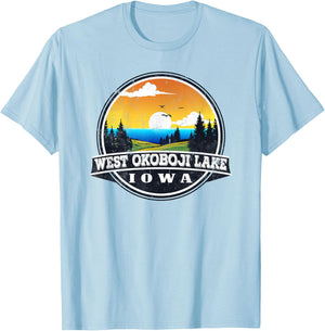 Fishing Boating Camping - Lakeview West Okoboji Lake T-Shirt - T-Shirt | Light Blue