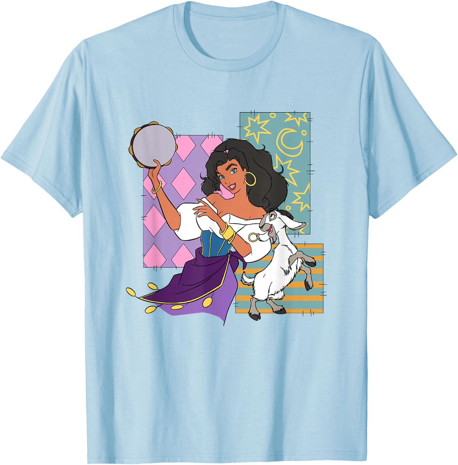 Disney The Hunchback Of Notre Dame Esmeralda Dancing Logo T-Shirt - T-Shirt | Light Blue