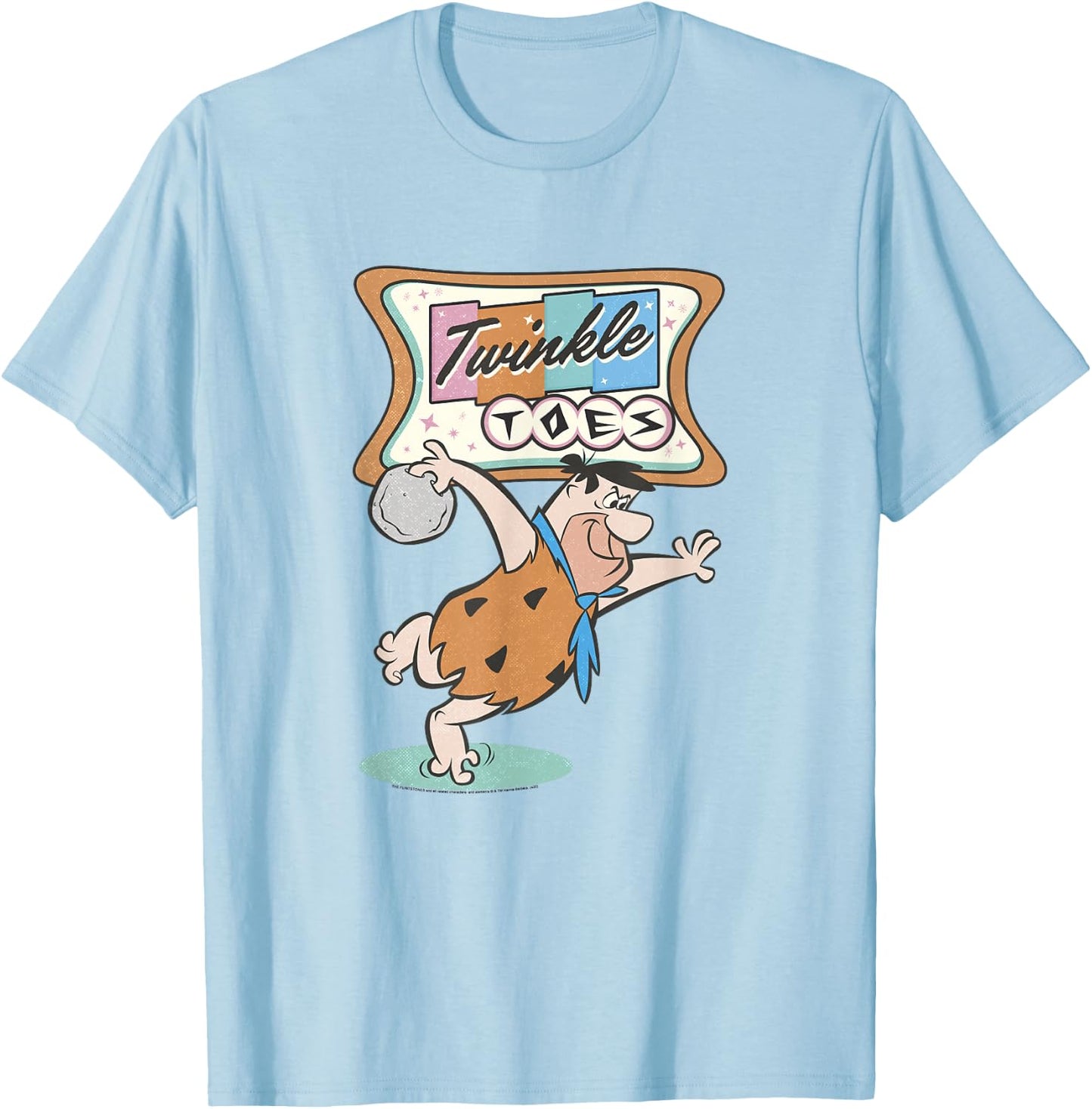 The Flintstones Twinkle Toes Fred Flintstone Bowling Alley Small T-Shirt - T-Shirt | Light Blue