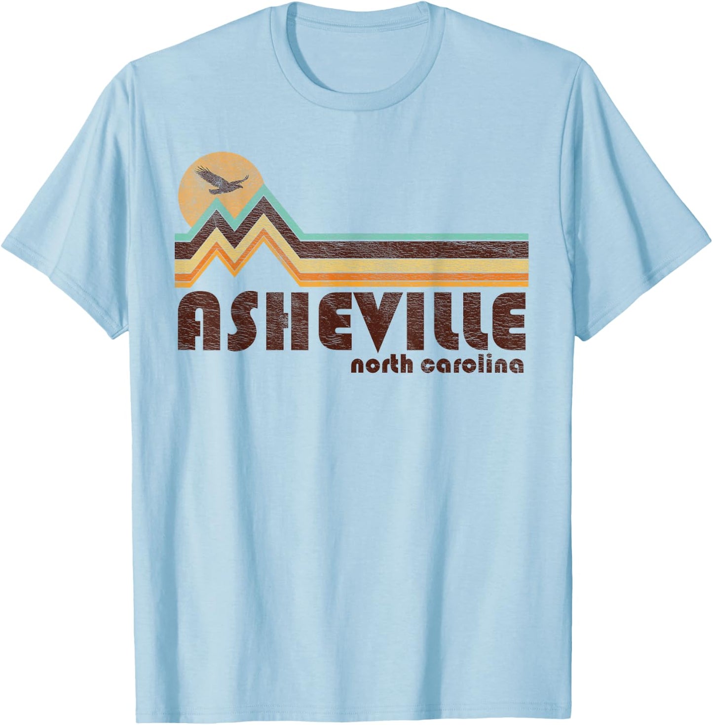 Asheville North Carolina NC - 70s 80s Retro Style Vintage T-Shirt - T-Shirt | Light Blue