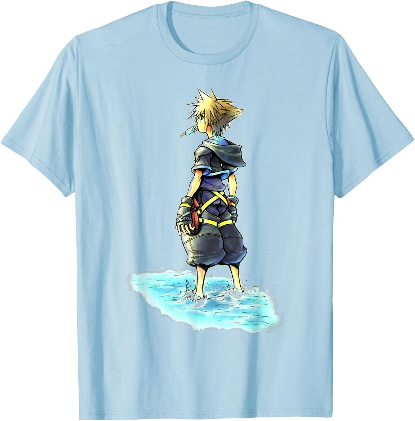 Disney Kingdom Hearts Sora Sea Salt Ice Cream Sketch T-Shirt - T-Shirt | Light Blue