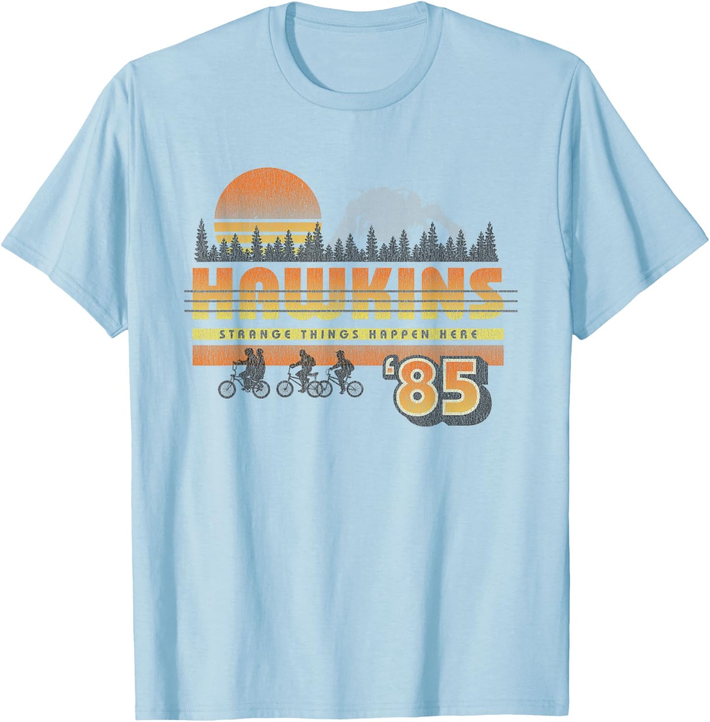 Stranger Things Hawkins Retro 85 , white, S T-Shirt - T-Shirt | Light Blue