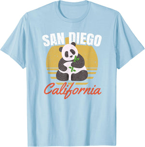 San Diego Shirt Retro Panda Zoo California State T-Shirt - T-Shirt | Light Blue