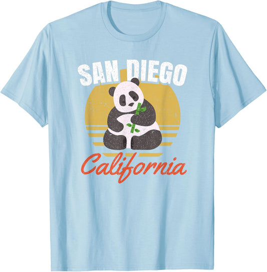 San Diego Shirt Retro Panda Zoo California State T-Shirt - T-Shirt | Light Blue