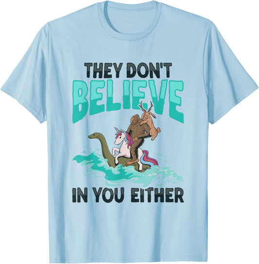 Cryptozoology Cryptid Bigfoot Unicorn Loch Ness Jackalope T-Shirt - T-Shirt | Light Blue