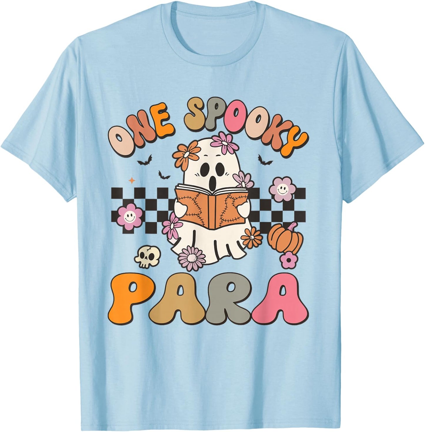 One Spooky Para Retro Ghost Halloween Spooky Season T-Shirt - T-Shirt | Light Blue
