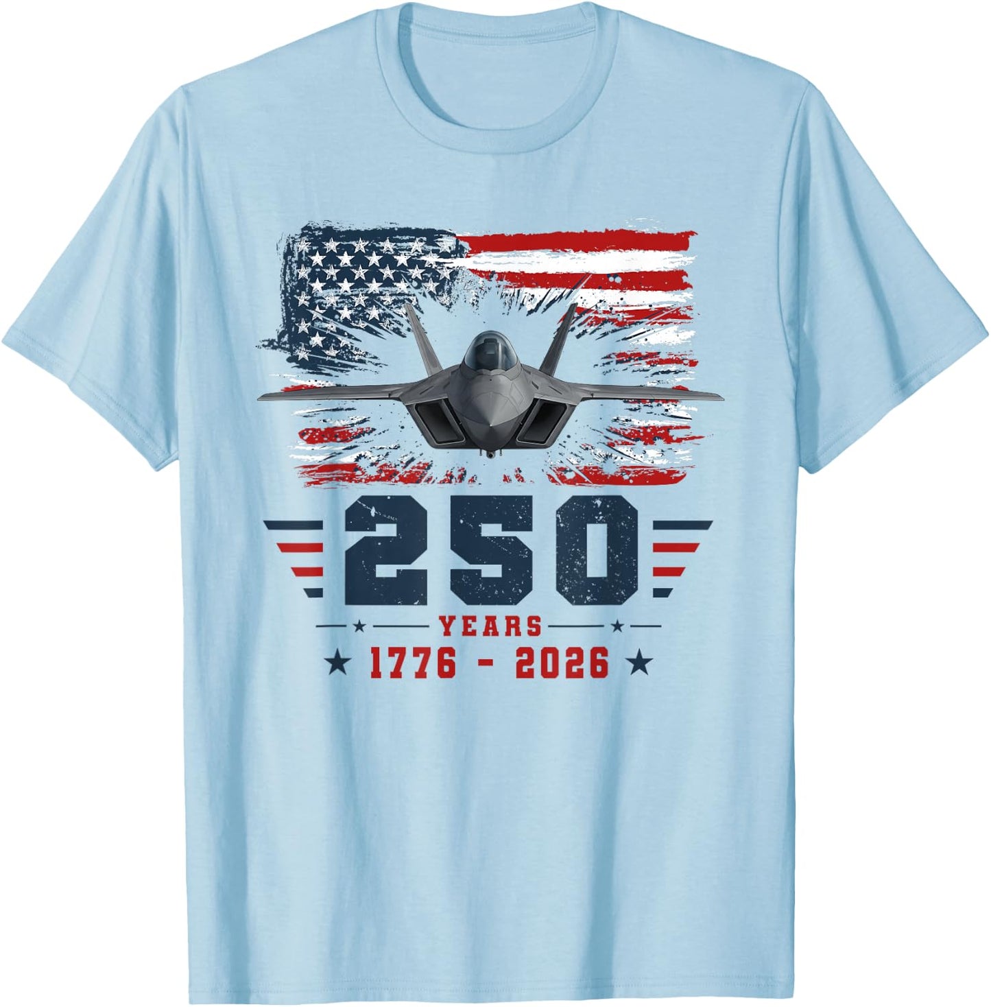 4th of July F14 Fighter Jet USA 250th Anniversary Men Women T-Shirt - T-Shirt | Light Blue