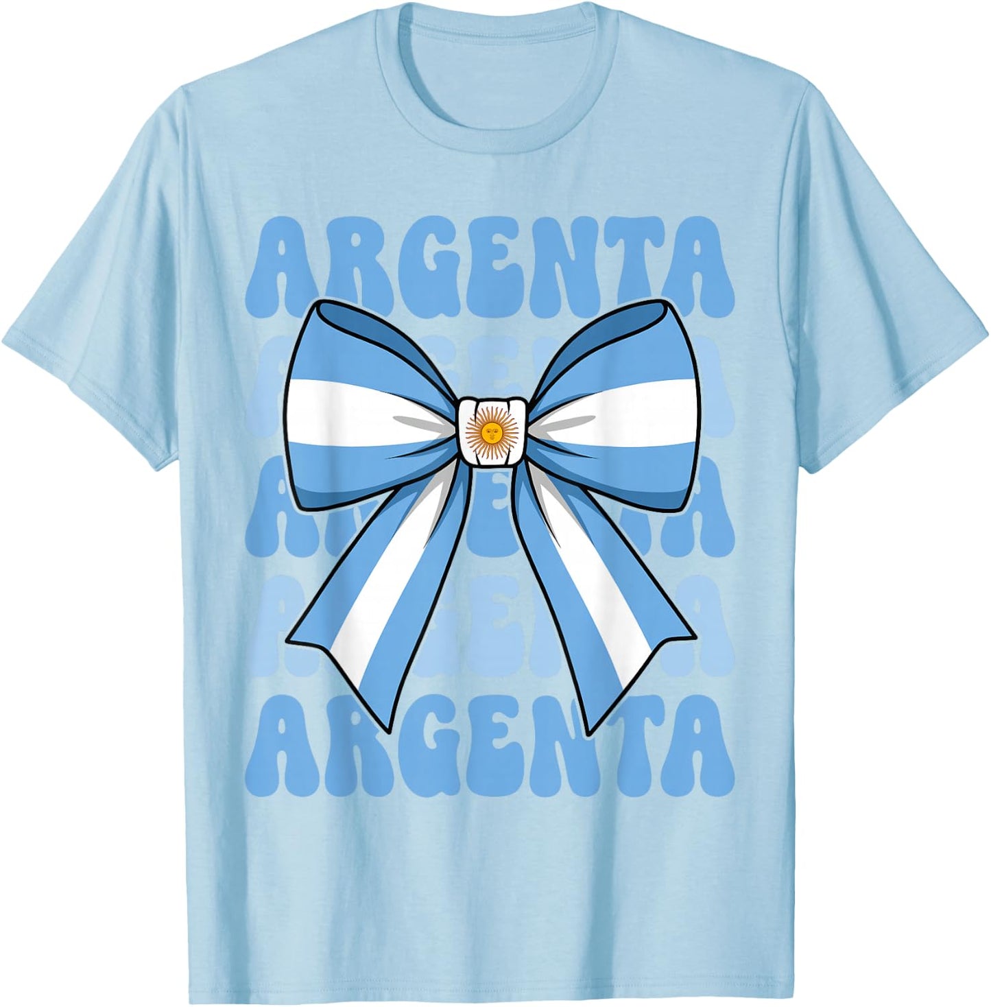 Argenta Groovy Coquette Bow Argentina Flag Argentinian Girl T-Shirt - T-Shirt | Light Blue