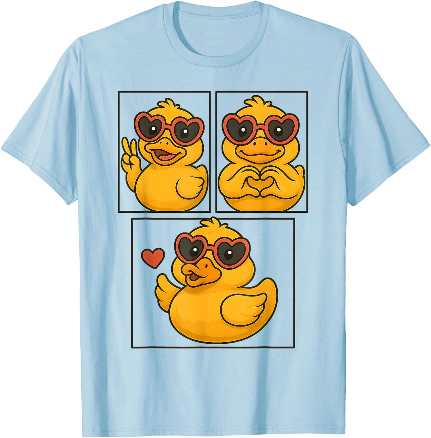 Rubber Duck Peace Heart Love Girl's Women's Rubber Duckie T-Shirt - T-Shirt | Light Blue